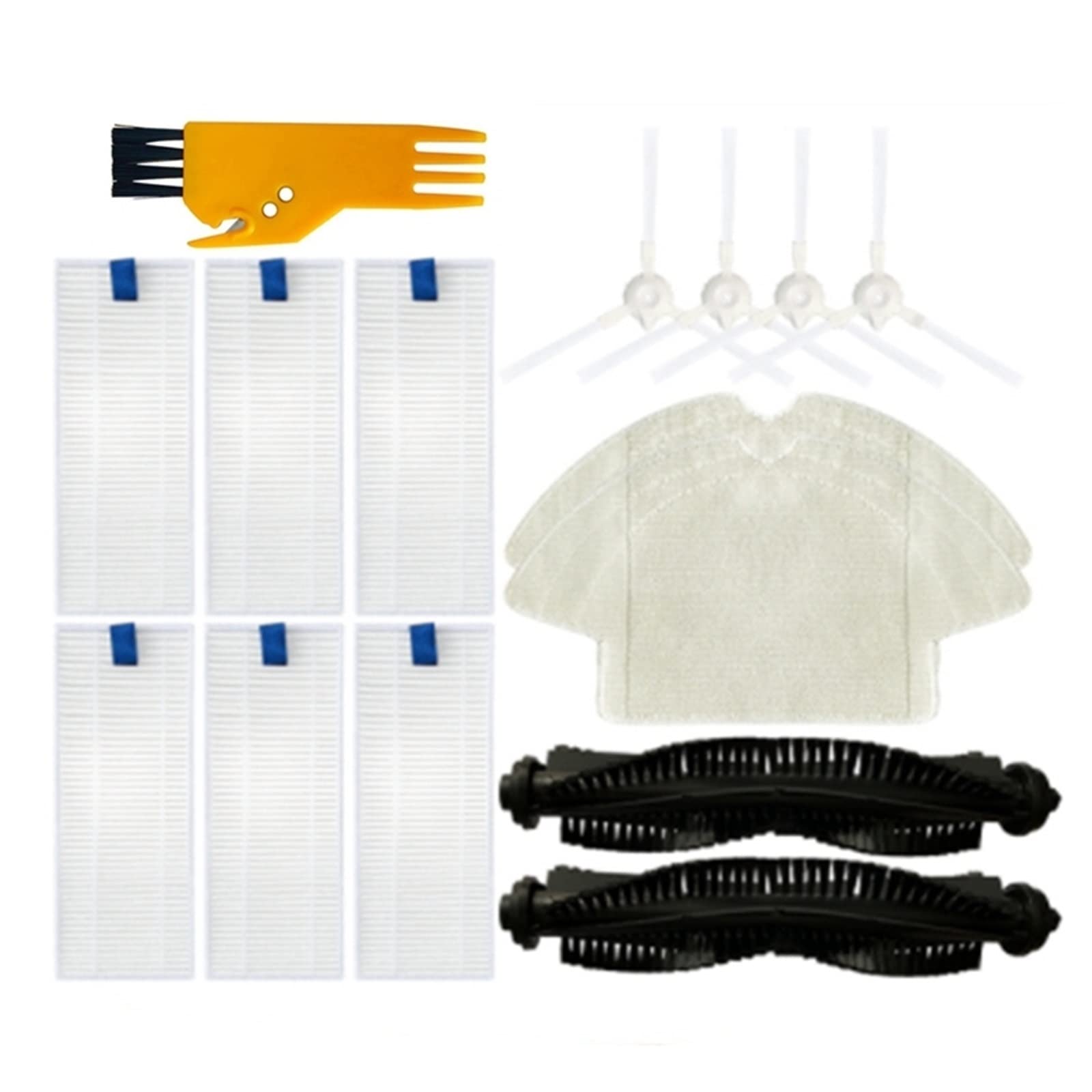 QZEP Replacement Kit for 360 S6 Robot Vacuum - Main Brush, Side Brush, HEPA Filter & Mop Cloth (Light Yellow) | Compatible Parts for Efficient Cleaning | Perfect for Hardwood Floors, Carpets & Pet Hair Removal