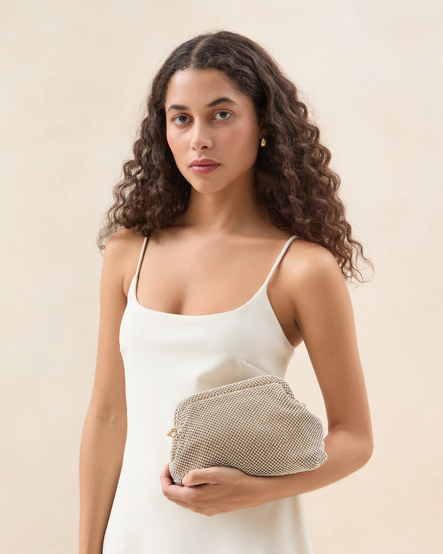 Doreen Gold Diamanté Frame Pouch - Elegant Clutch Bag for Women | Perfect for Parties, Weddings & Evening Events | Luxury Rhinestone Embellished Handbag