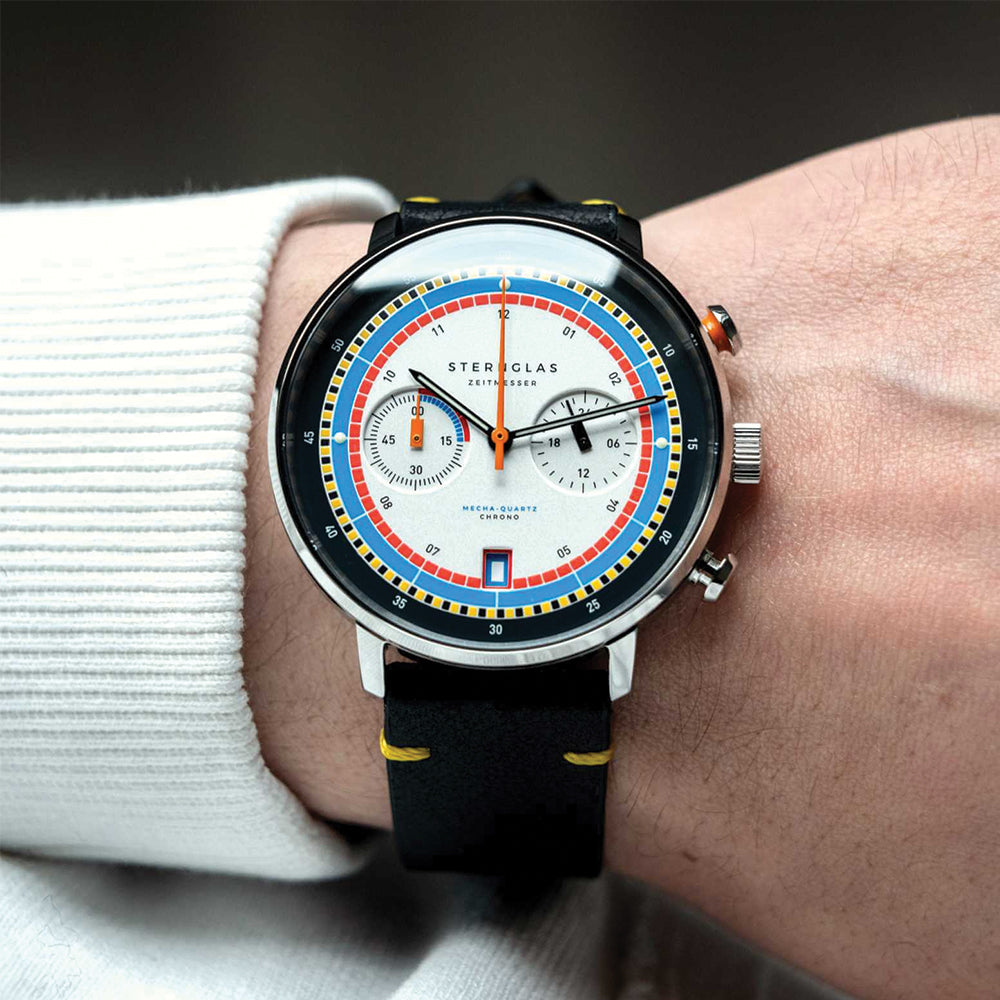 Hamburg Quartz Chronograph Watch 42mm Silver Dial with Genuine Leather Strap - Perfect for Business, Casual & Formal Occasions