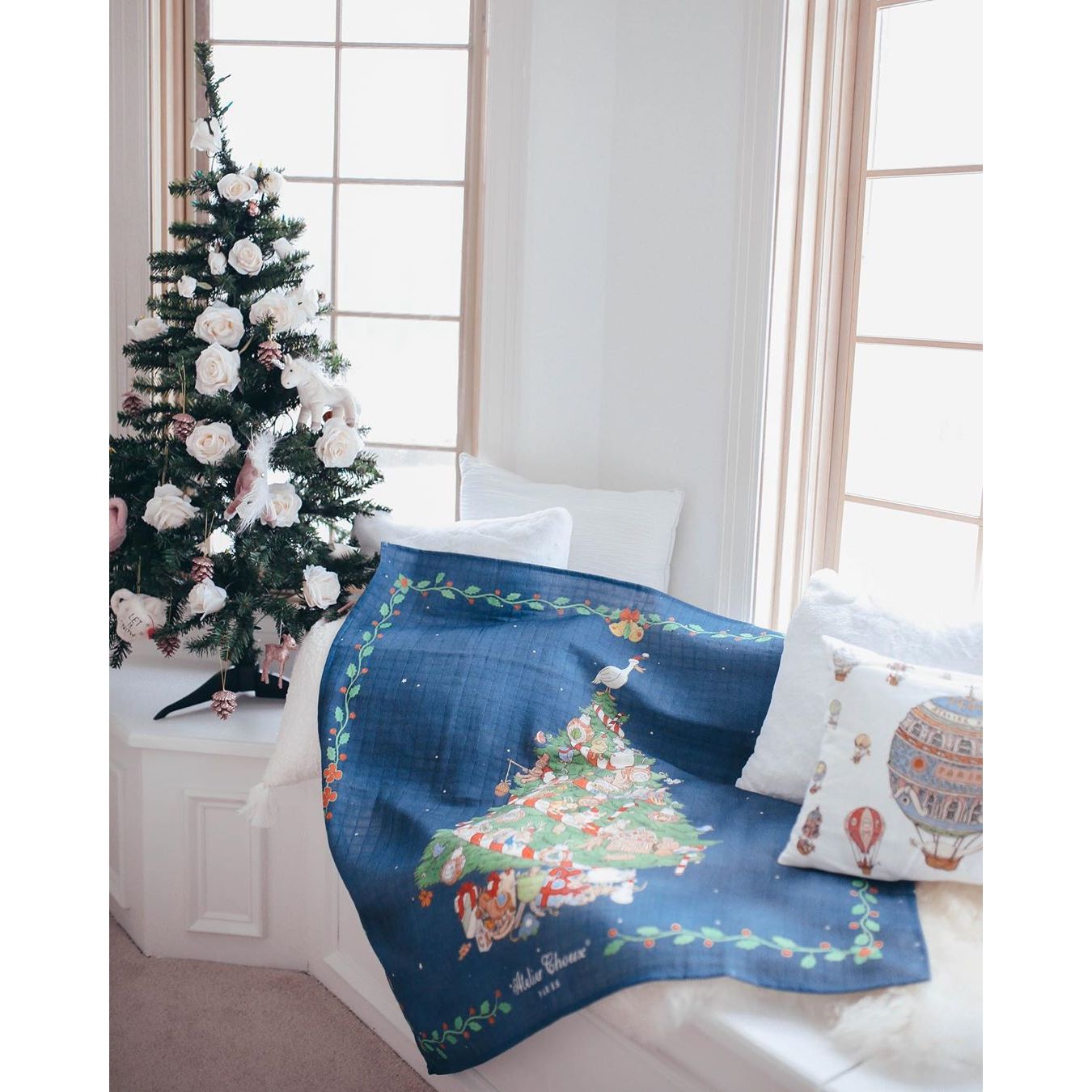 Atelier Choux Premium Muslin Swaddle Blanket - Soft Baby Wrap for Christmas Eve & Holiday Gifts - Perfect for Newborns, Nursery Decor, and Cozy Winter Snuggles
