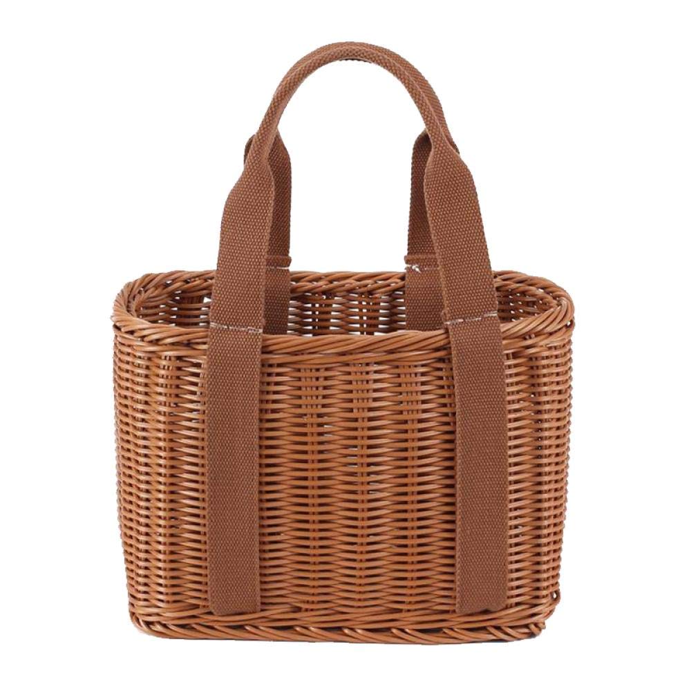 Ins Rattan Woven Picnic Basket - Portable Blue Storage Basket for Grocery Shopping, Flower Pet Storage & Bathroom Organization | Perfect for Outdoor Picnics, Beach Trips & Home Decor