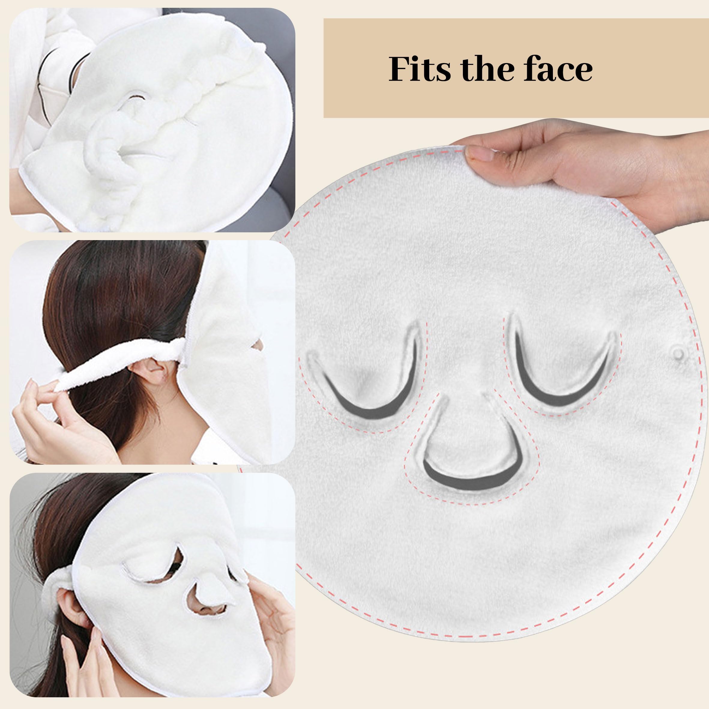 Caliee Reusable 3-Hole Coral Velvet Facial Headband - Soft Hot & Cold Face Towel for Beauty & Spa | Perfect for Home, Salon, Face Steaming & Skincare Routines