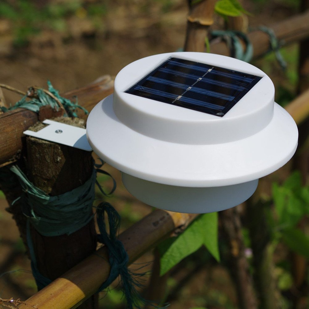 Solar Powered Outdoor LED Light - 3 Bright LEDs for Fence, Roof, Gutter, Garden & Yard Wall Lighting | Weatherproof & Energy Efficient Landscape Lighting for Pathways, Patios & Home Security