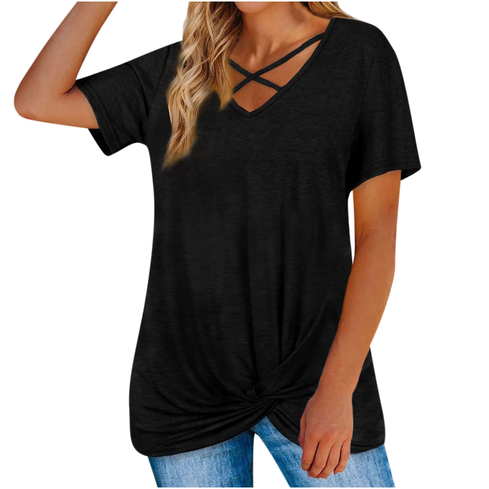 Women's Summer Casual Short Sleeve T-Shirts & Blouses - Fashionable Cotton Tops for Everyday Wear, Outings, and Office Casual Style