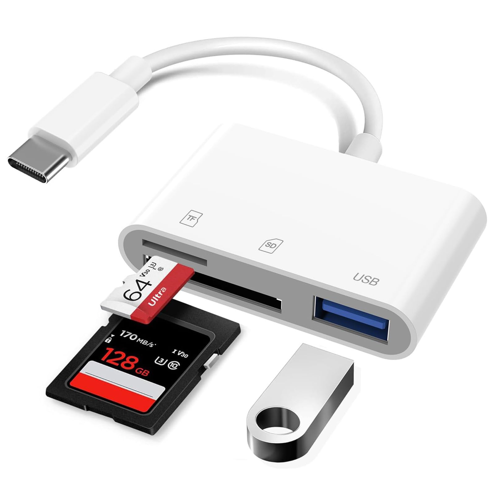 Loydia USB C to SD Card Reader - 3-in-1 Type C Memory Card Adapter with USB Port for iPhone 15, iPad Pro/Air/Mini, MacBook Pro/Air, iMac, Galaxy & More | Fast Data Transfer for Photography, Video Editing & File Backup