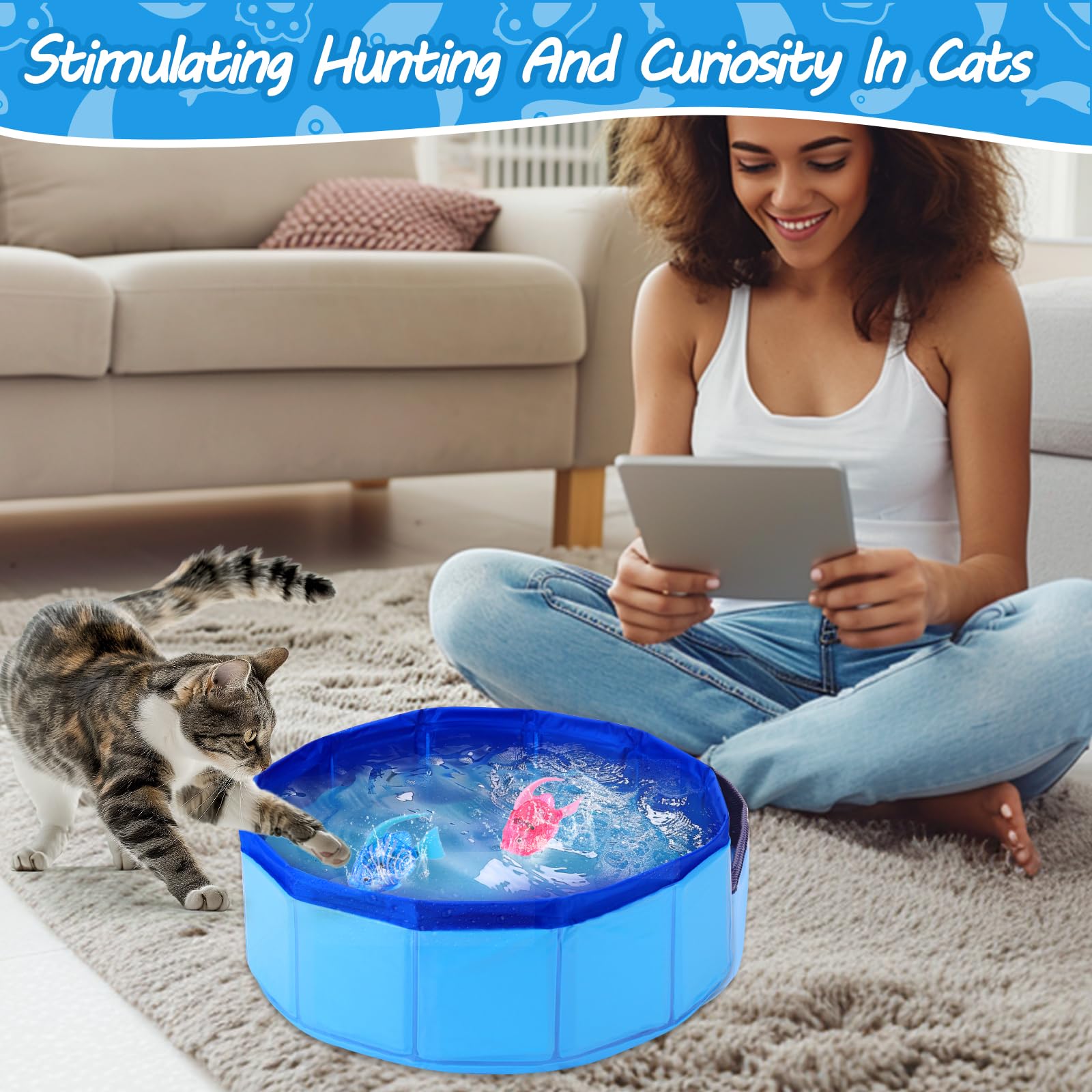 AIERSA Robotic Swimming Fish Cat Toy - Interactive Self-Play Water Toy for Indoor Cats - Fun Enrichment & Exercise Toy for Bored Pets - Perfect for Bathtime Play & Stimulating Natural Hunting Instincts
