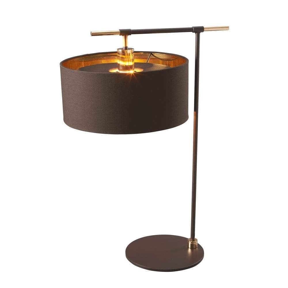 Elstead Balance Brown & Brass Table Lamp - Vintage Style Desk Light for Living Room, Bedroom & Office Decor