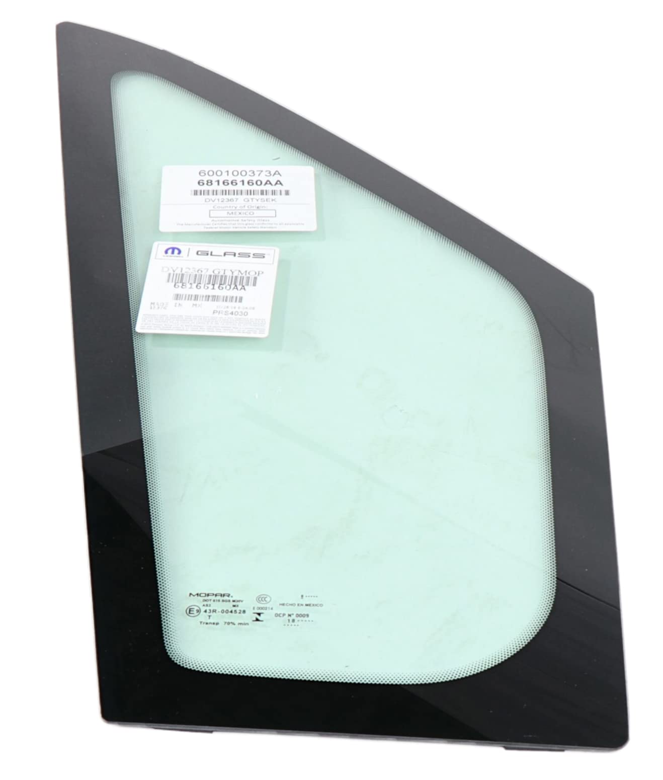 Mopar Door Quarter Glass Replacement - 68166160AA - Perfect Fit for Jeep Wrangler & Gladiator Models - Enhances Visibility & Style