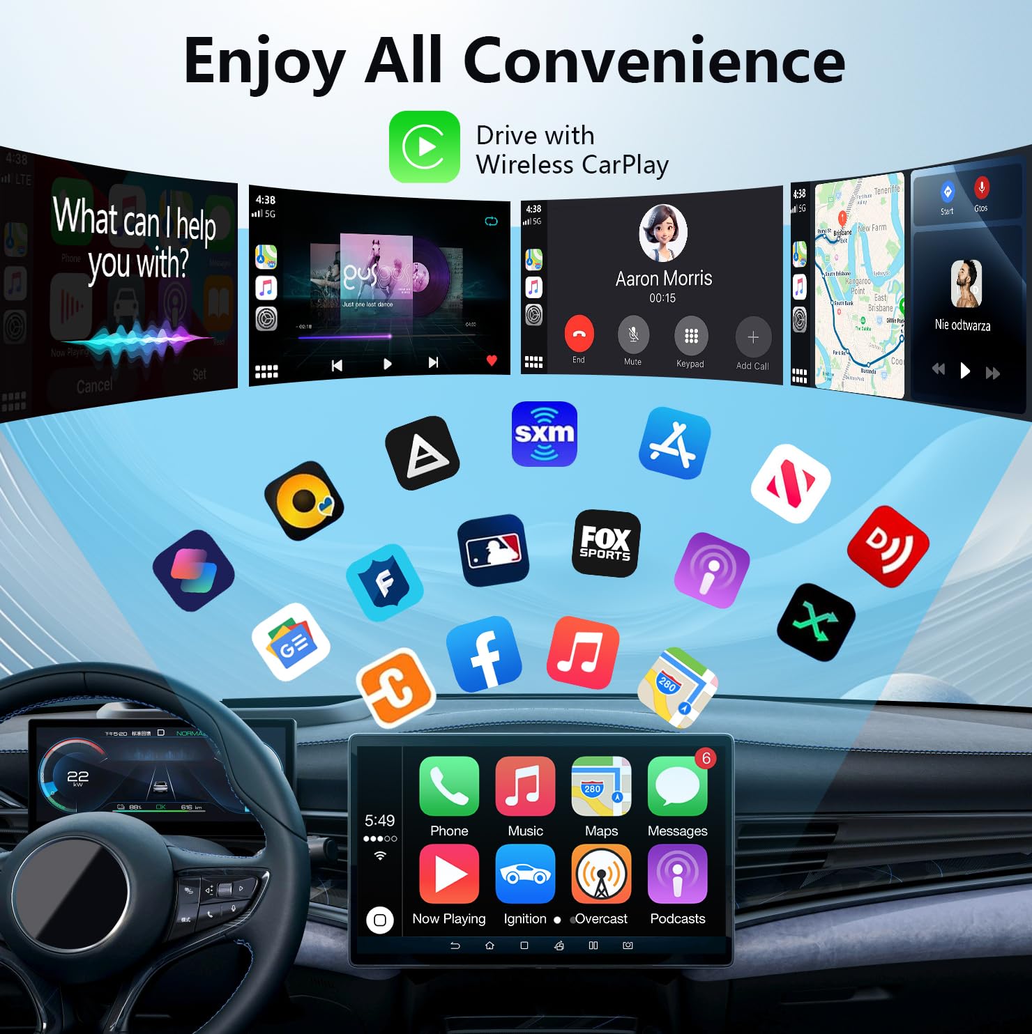 Wireless CarPlay Adapter for iPhone - Convert Wired to Wireless CarPlay Dongle for Apple, Mini Size, Compatible with Cars with Built-in CarPlay, Stable & Fast Connection - Perfect for Commuting, Road Trips & Hands-Free Driving