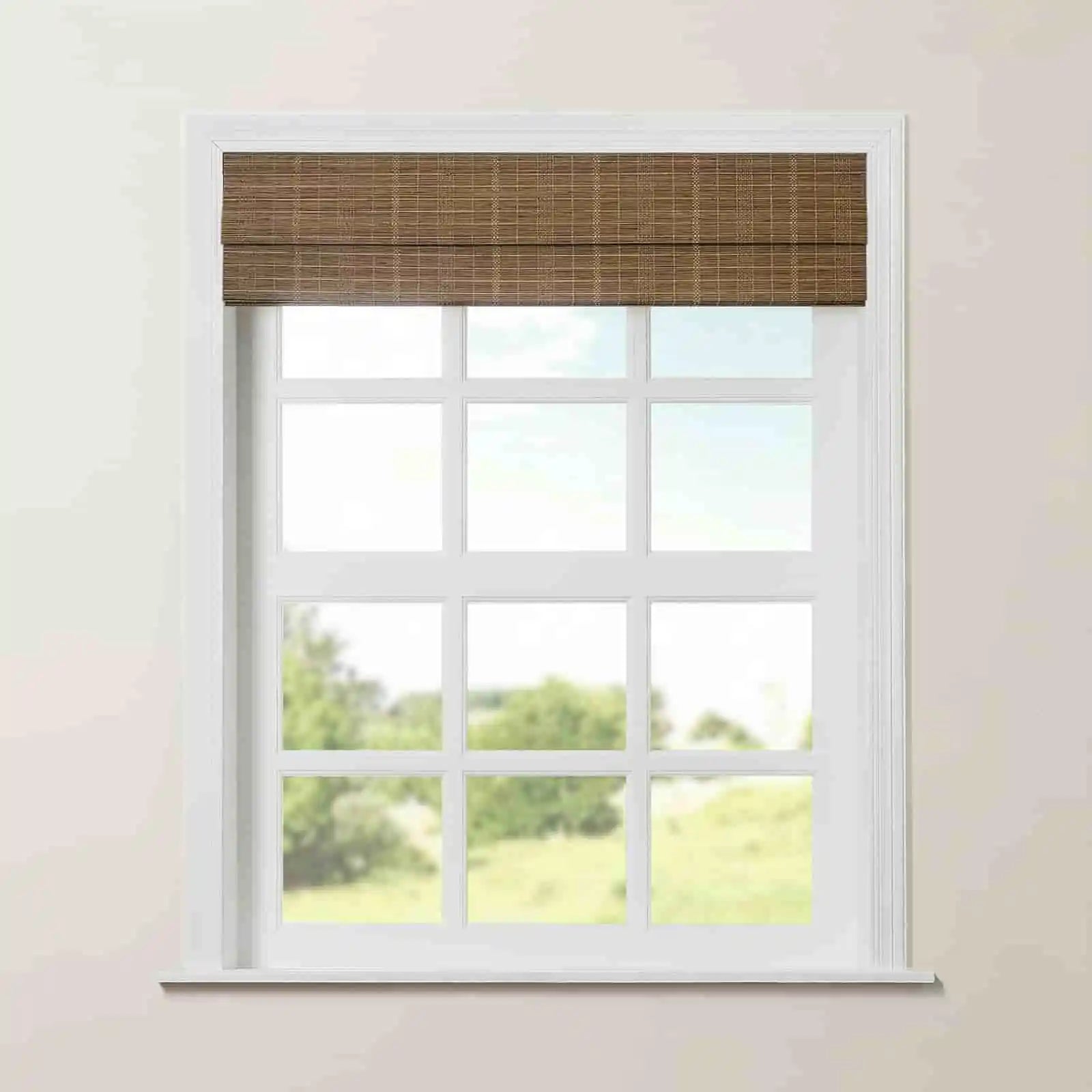 Rae Natural Bamboo Woven Window Shade - Autumn Leaves Design - Eco-Friendly Room Darkening Blinds for Living Room & Bedroom