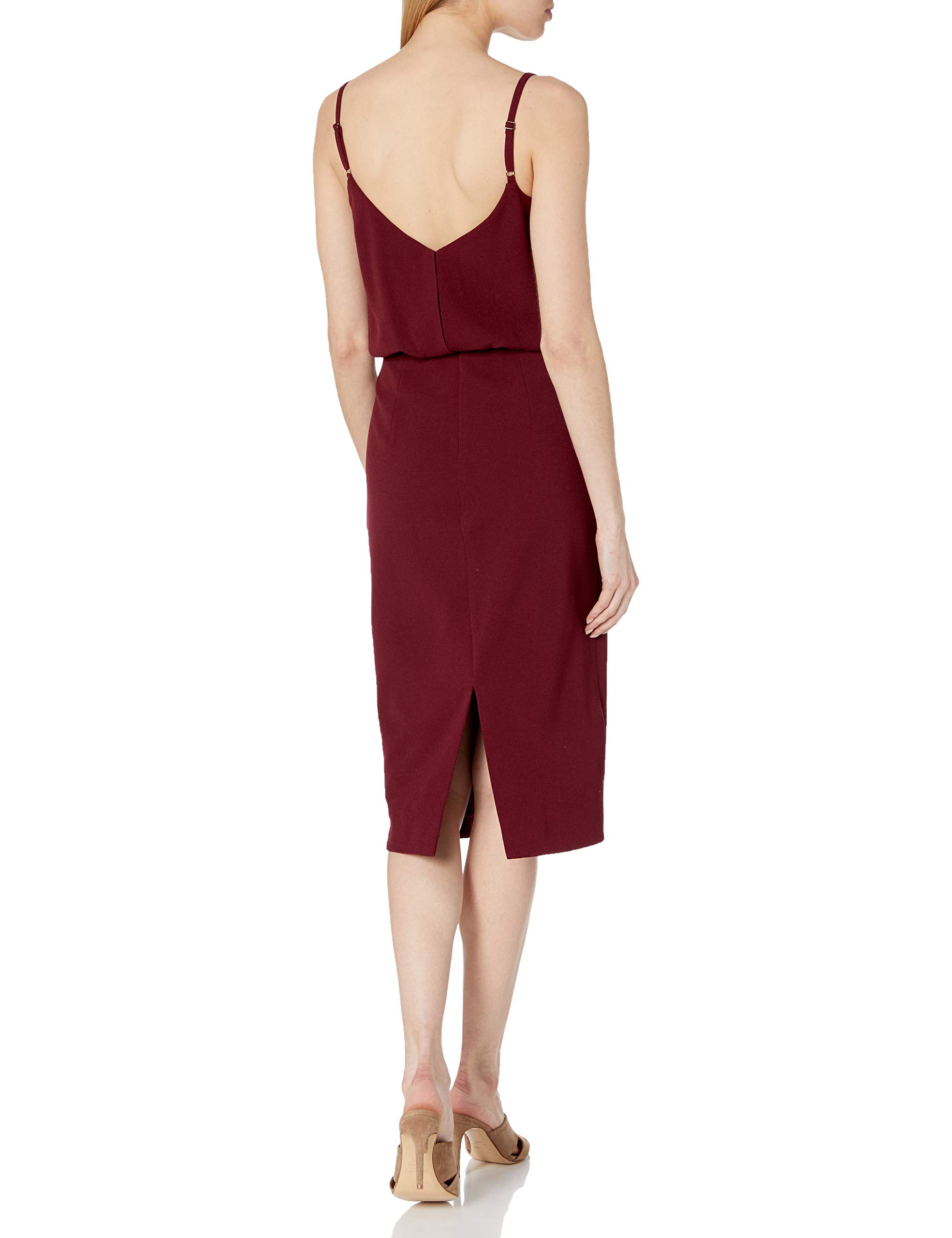 Dress the Population Women's Alondra Blouson Tank Pencil Skirt Midi Dress - Elegant Office & Cocktail Party Outfit for Women