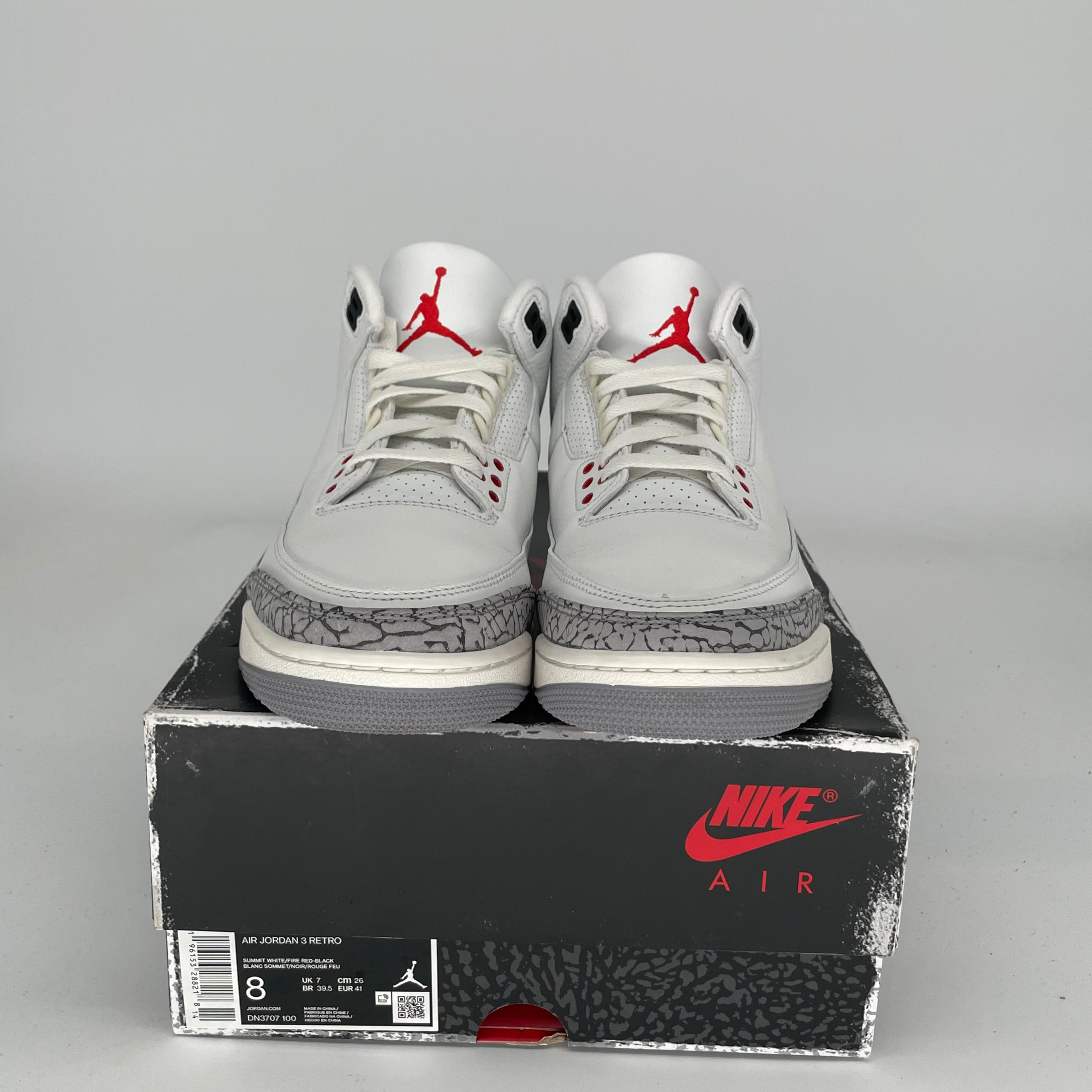 Air Jordan 3 White Cement Reimagined Retro Sneakers - Men's Size 8 (DN3707-100) - Authentic Basketball Shoes for Streetwear & Casual Outfits