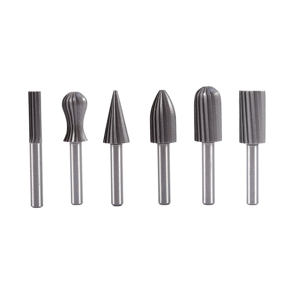 6pcs HSS Rotary Burr Drill Set - 6mm (1/4