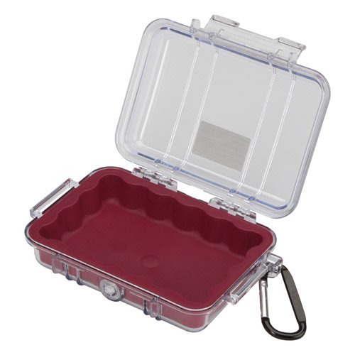 Pelican 1020 Micro Waterproof Case - Red/Clear - Compact Protective Hard Case for Electronics, Tools & Valuables - Perfect for Travel, Camping & Outdoor Adventures
