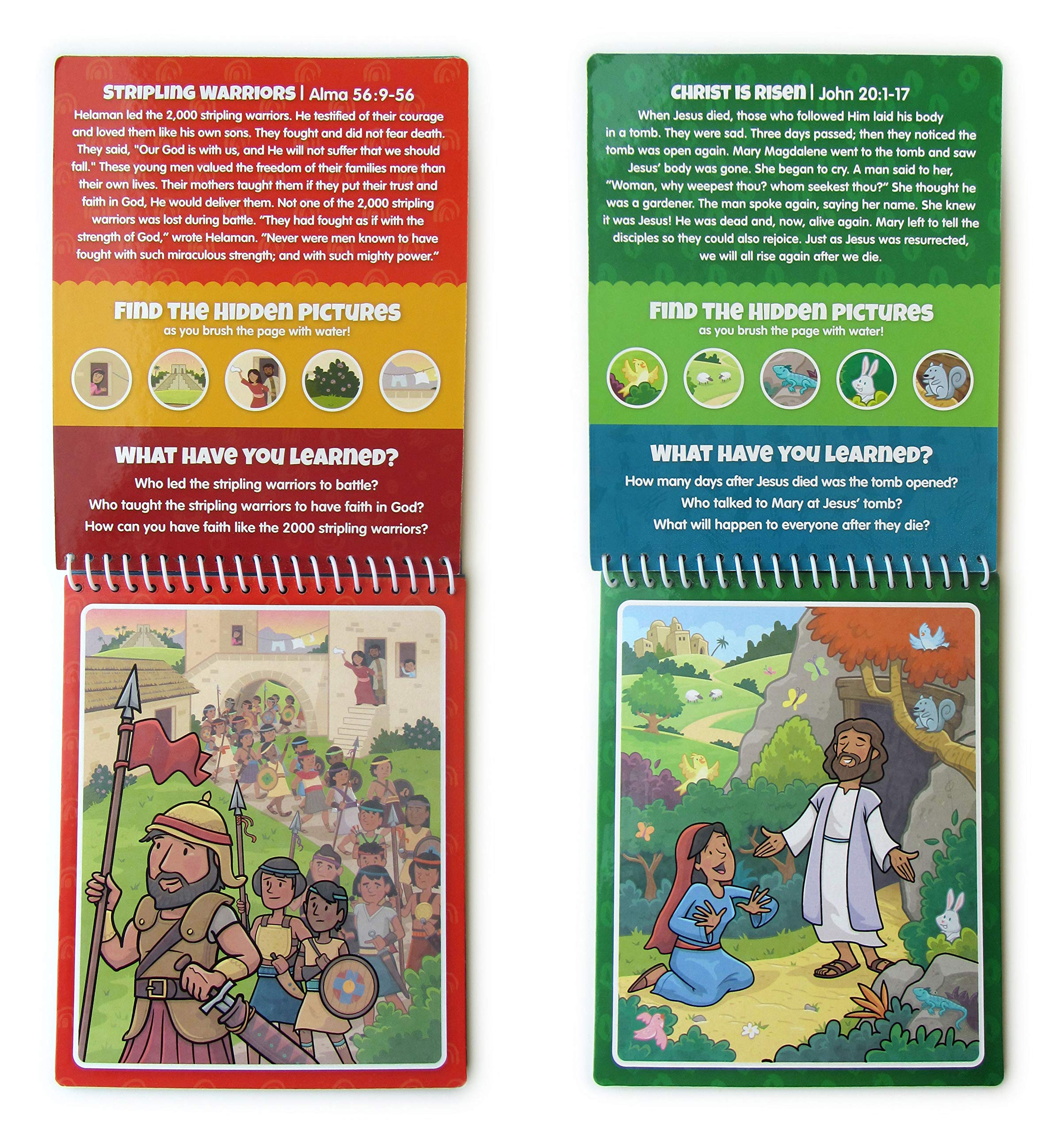 Kanga Toys 4 Pack Aqua Brush Activity Books for Kids Ages 3+ - Old Testament #1, Old Testament #2, New Testament & Book of Mormon Set | Bible Learning & Water Painting Fun for Toddlers & Preschoolers