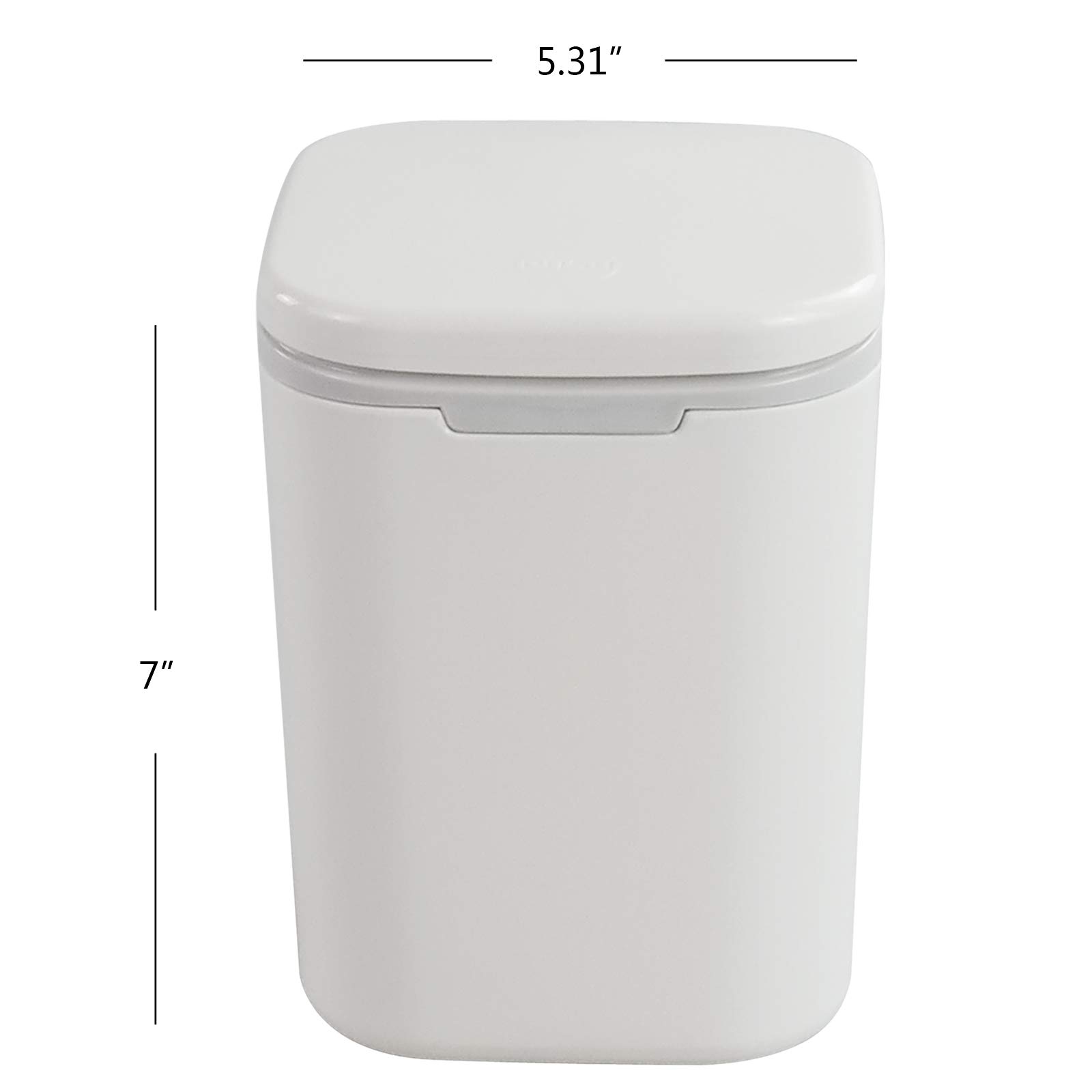 0.5 Gallon Plastic Mini Push-Button Garbage Can - 2L Small Trash Bin for Office Desk, Bathroom, Bedroom, Kitchen - Compact White Wastebasket for Home & Office Use