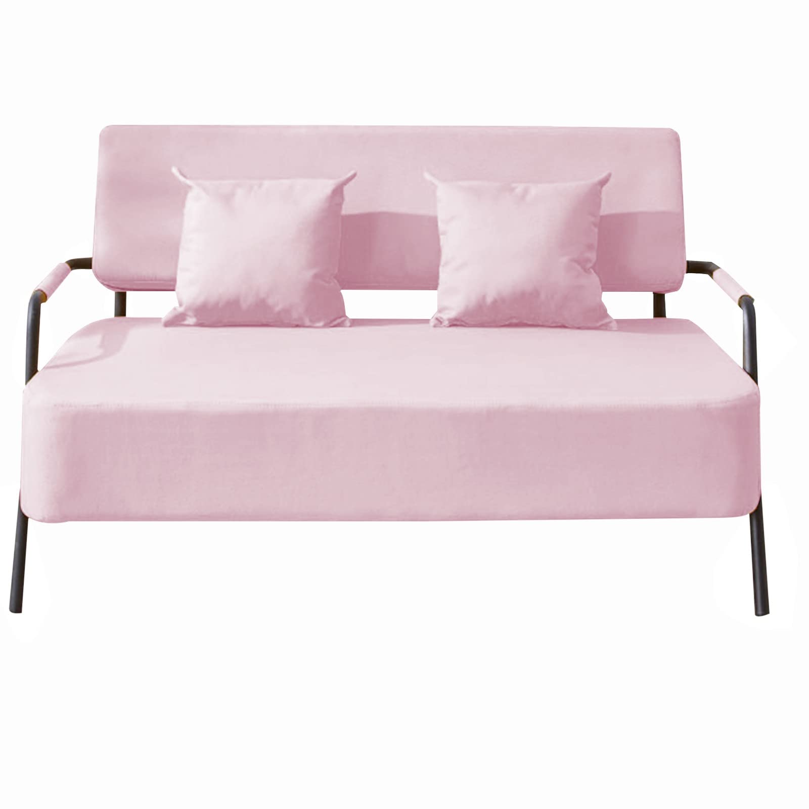 Modern Nordic Minimalist Loveseat Sofa with 2 Pillows - Pink Small Couch for Living Room & Bedroom - Easy Assembly Electric Heating Sofa - Perfect for Apartments, Dorms, and Cozy Spaces