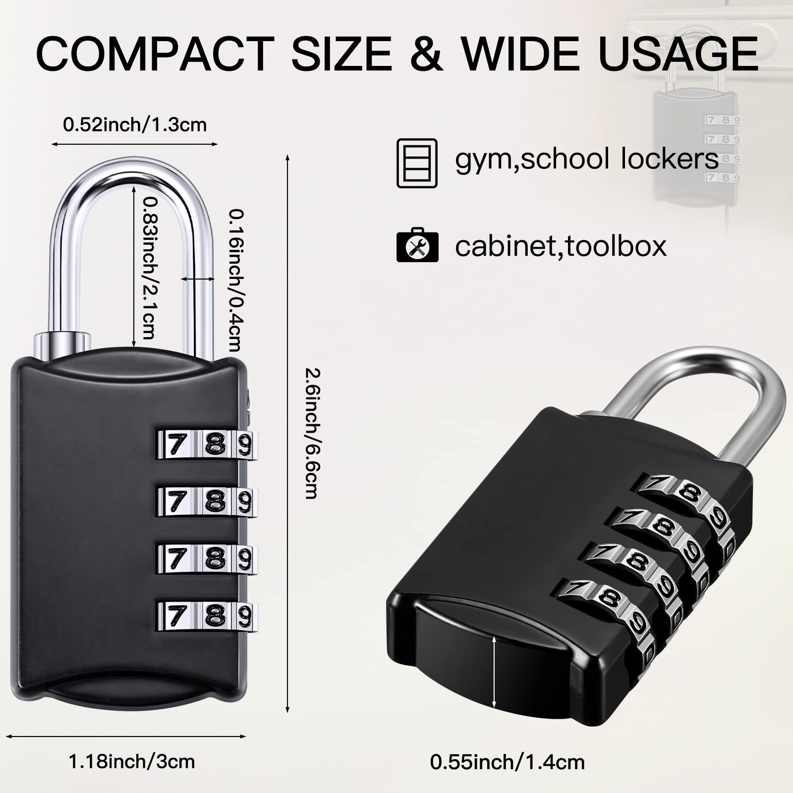 20-Pack 4-Digit Combination Locks - Small Waterproof Travel Luggage Locks for Suitcases, Gym Lockers, Toolboxes & Storage - Outdoor Security Padlocks for Travel, Home & Office Use