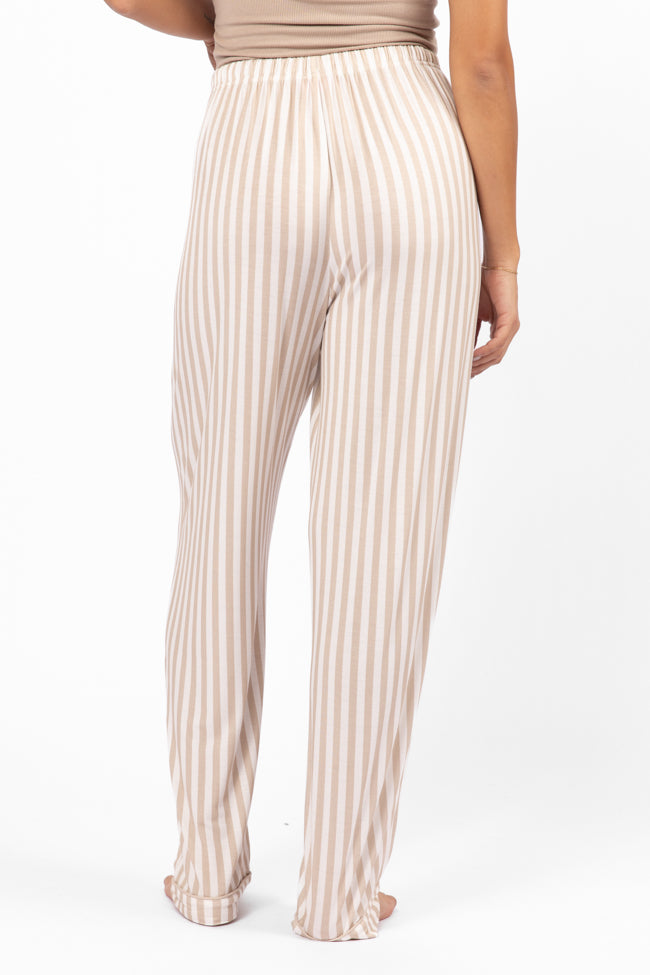 Comfortable Neutral Stripe Pajama Pants for Women - Soft Sleepwear & Lounge Wear - Perfect for Relaxing at Home or Travel