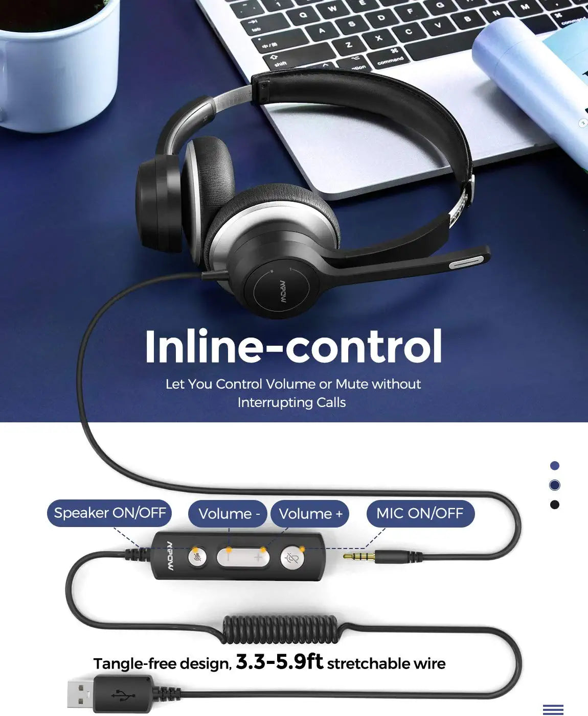 Mpow HC6 Noise Cancelling Gaming Headset with Microphone - Lightweight Over-Ear Headphones for PC, PS4, Xbox, Office & Online Classes