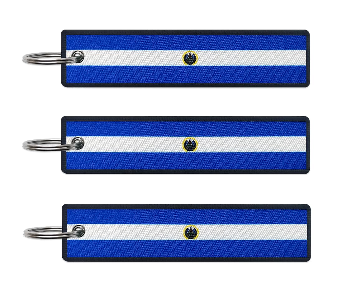 JAVD Salvador Flag Keychain Tag with Key Ring - Durable 3-Pack for Keys, Cars, Motorcycles, Backpacks & Luggage - Perfect EDC Accessories & Gifts (Green, Medium Size) - Great for Travel, Camping & Everyday Use