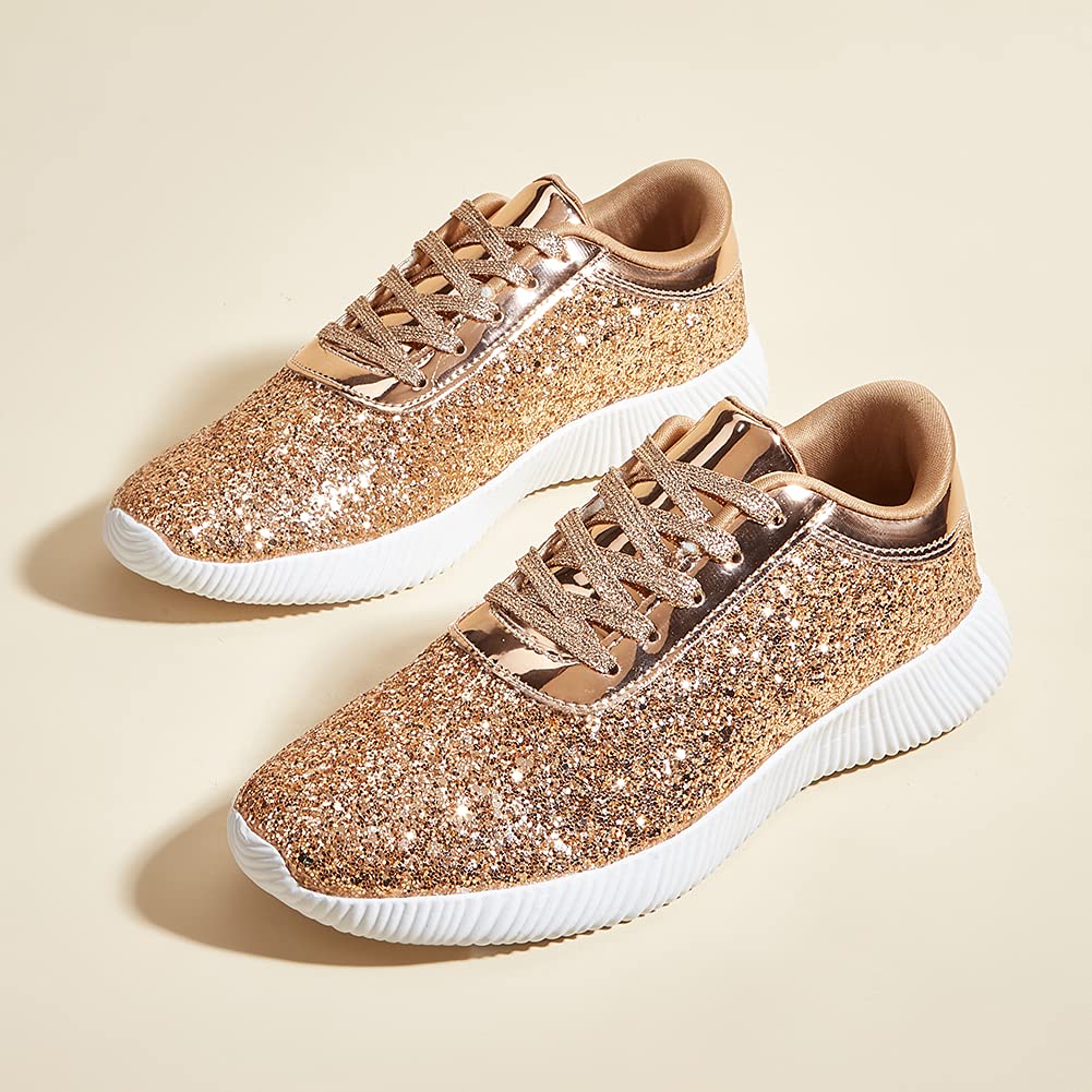 BELOS Women's Glitter Sneakers - Sparkly Lightweight Metallic Sequins Athletic Shoes for Running, Walking, Gym Workouts & Casual Wear
