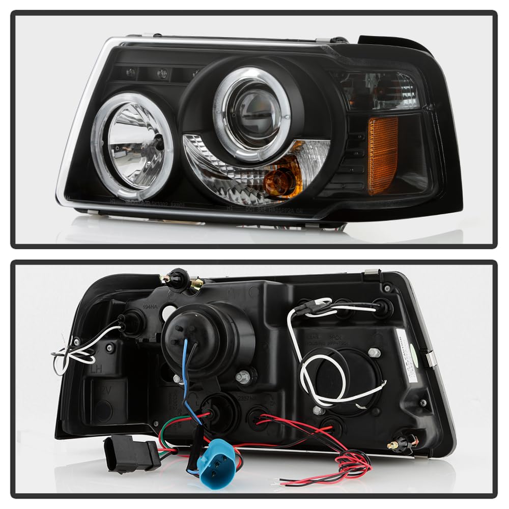 Halo LED Projector Headlights - Black - Compatible with 2001-2011 Ford Ranger Pickup Truck - High Brightness & Energy Efficient - Perfect for Night Driving & Off-Road Adventures