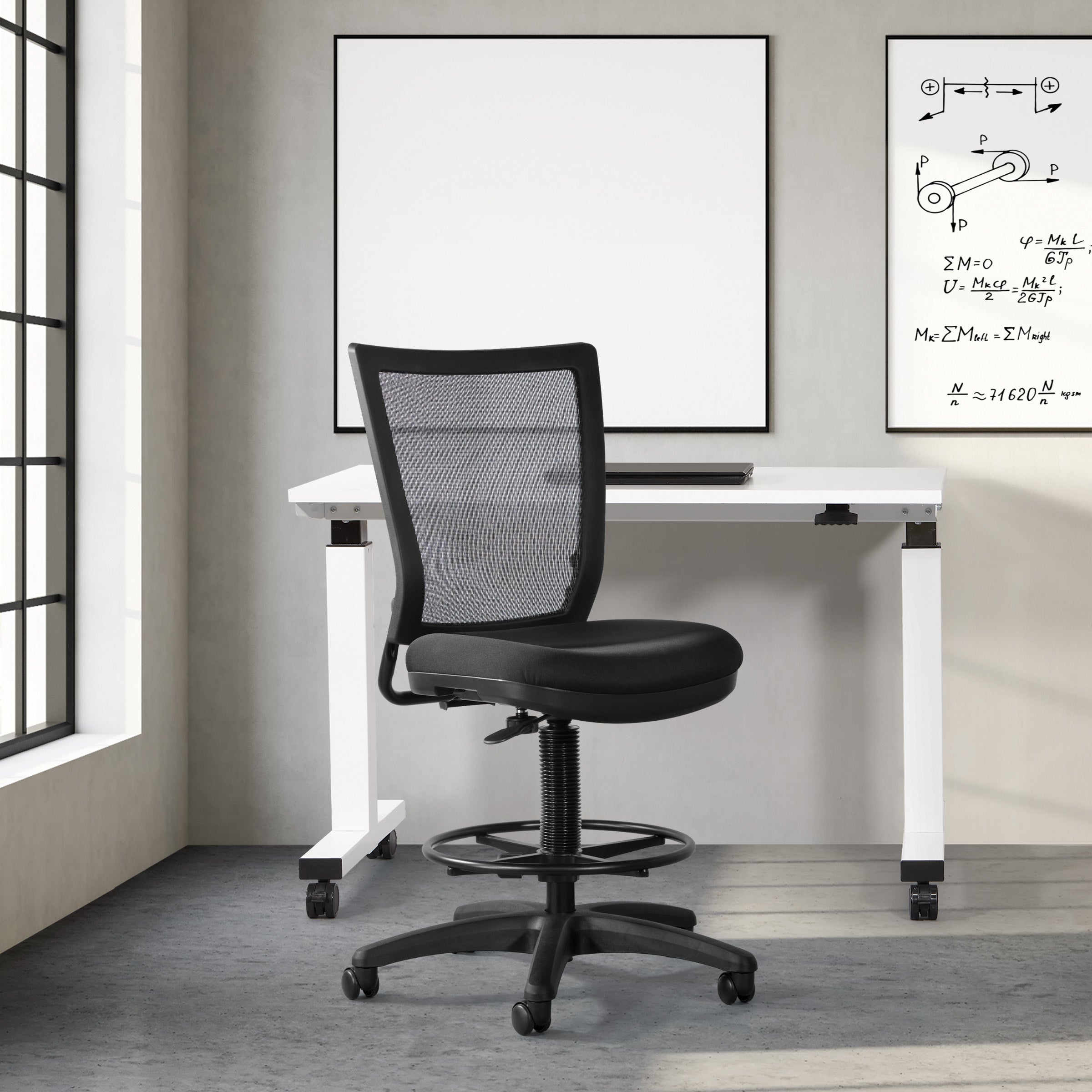 Office Star ProGrid® Freeflex Mesh Drafting Chair with Lumbar Support - Adjustable Height Ergonomic Office Chair for Architects & Designers - Perfect for Home Office, Studio & Workspace