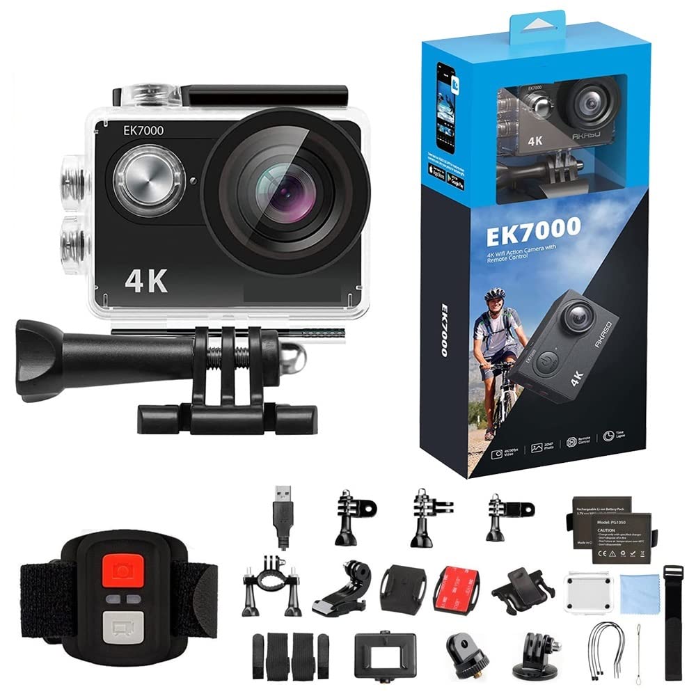BODORME EK7000 4K Ultra HD Waterproof Action Camera - 12MP Sports DV Camcorder with 170° Wide Angle Lens for Outdoor Adventures, Surfing, Skiing & Vlogging