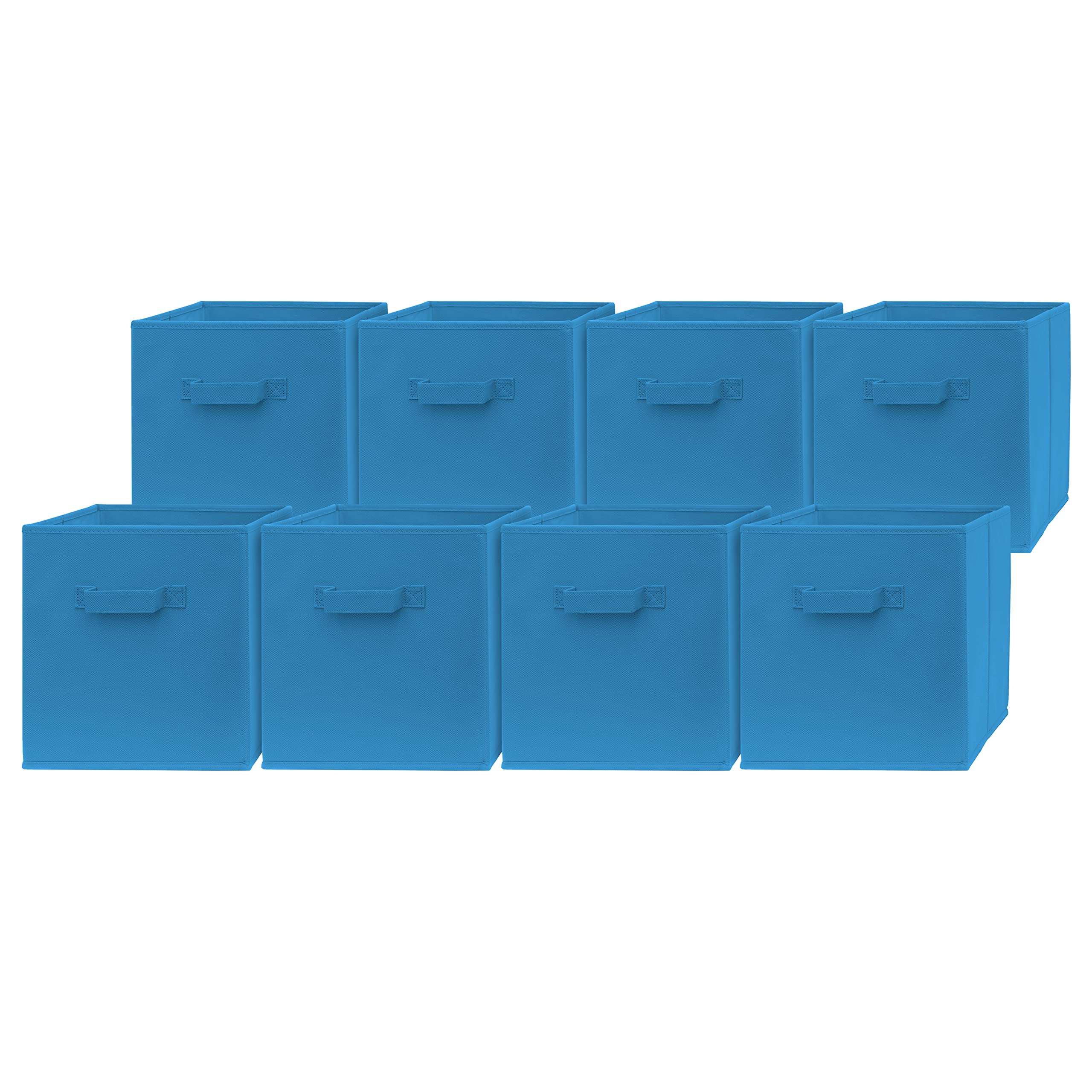 Pomatree 8-Pack Fabric Storage Cubes - Foldable Closet & Toy Organizer Bins for Home, Kids Room, Nursery & Playroom (Blue) - Perfect for Closet Organization, Toy Storage & Nursery Decor