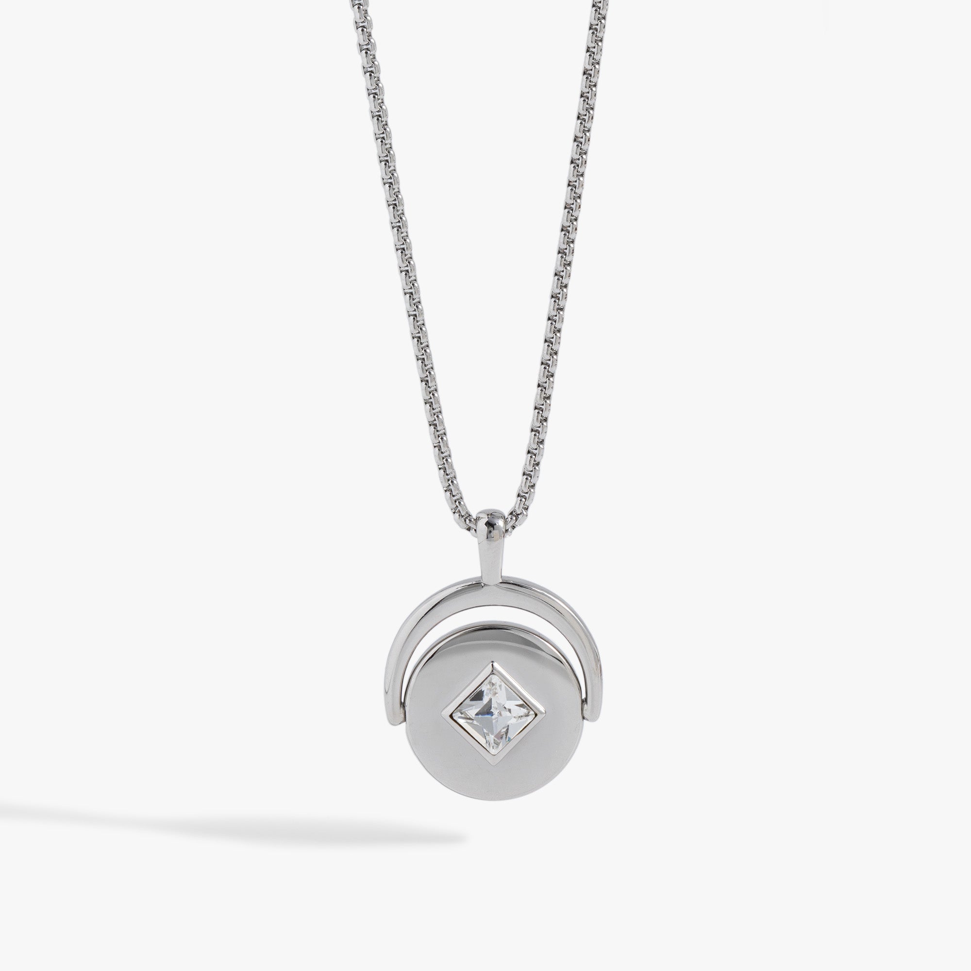 April Birthstone & Flower Flip Charm Necklace - Sterling Silver Dainty Pendant Jewelry for Women - Perfect Birthday Gift & Everyday Wear