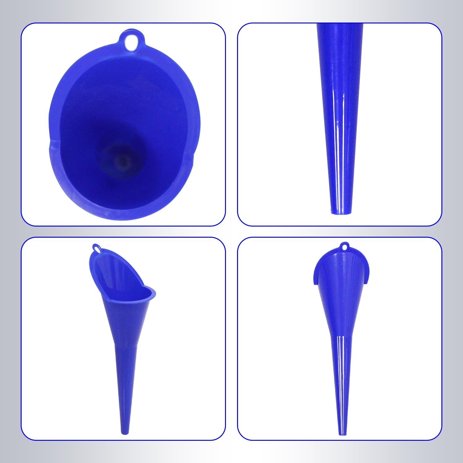 3-Piece Plastic Oil Funnel Set for Automotive Use - Transmission, Fuel, Lubricants & Fluids - Blue Car Funnels for Easy Pouring & Maintenance