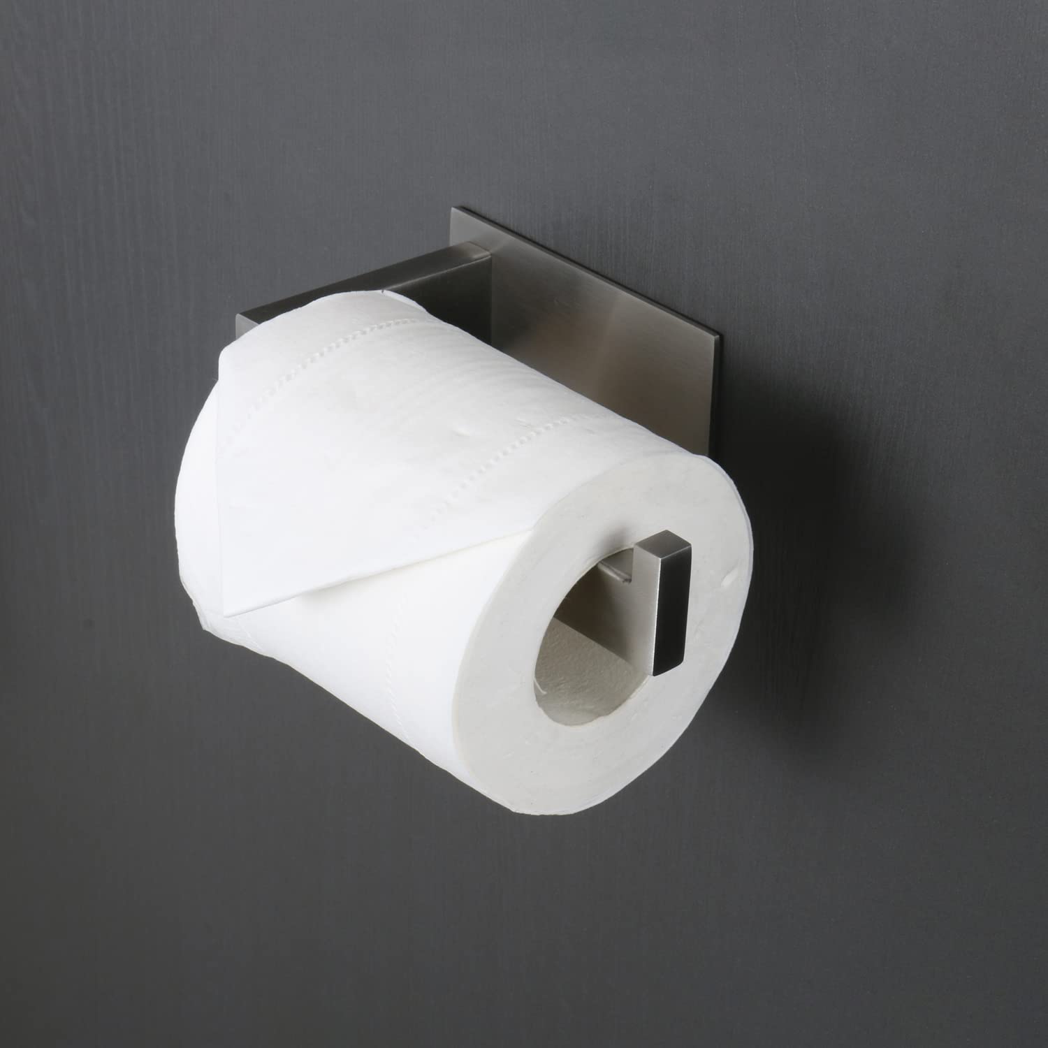 Stainless Steel Self-Adhesive Toilet Paper Holder - No Drill Rustproof Bathroom Tissue Roll Rack for Office & Home (Brushed Nickel) | Easy Installation & Space-Saving Design for Small Bathrooms & Powder Rooms
