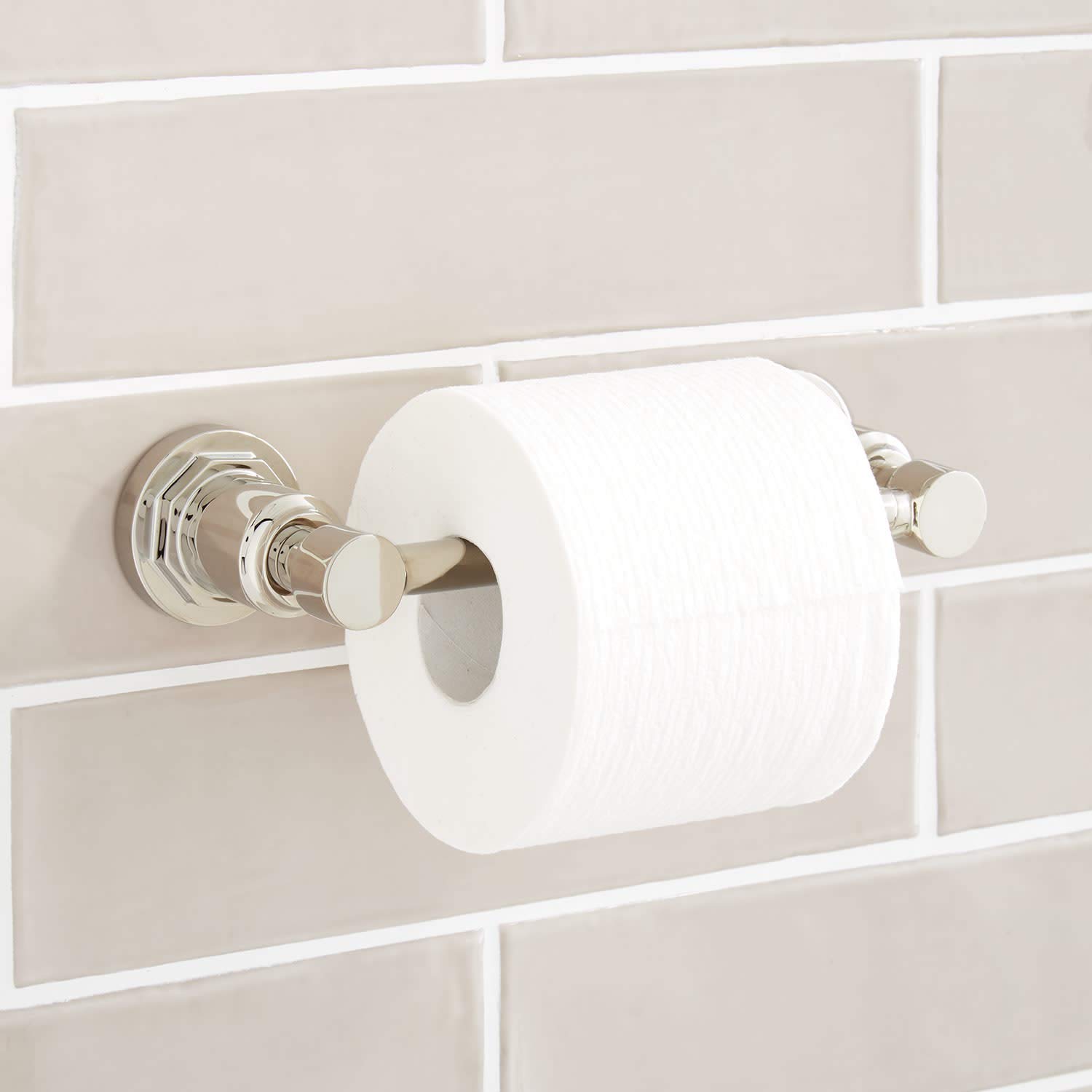 Signature Hardware 447225 Greyfield Wall Mounted Pivoting Toilet Paper Holder - Polished Nickel Finish | Modern Bathroom Accessory for Home & Commercial Use