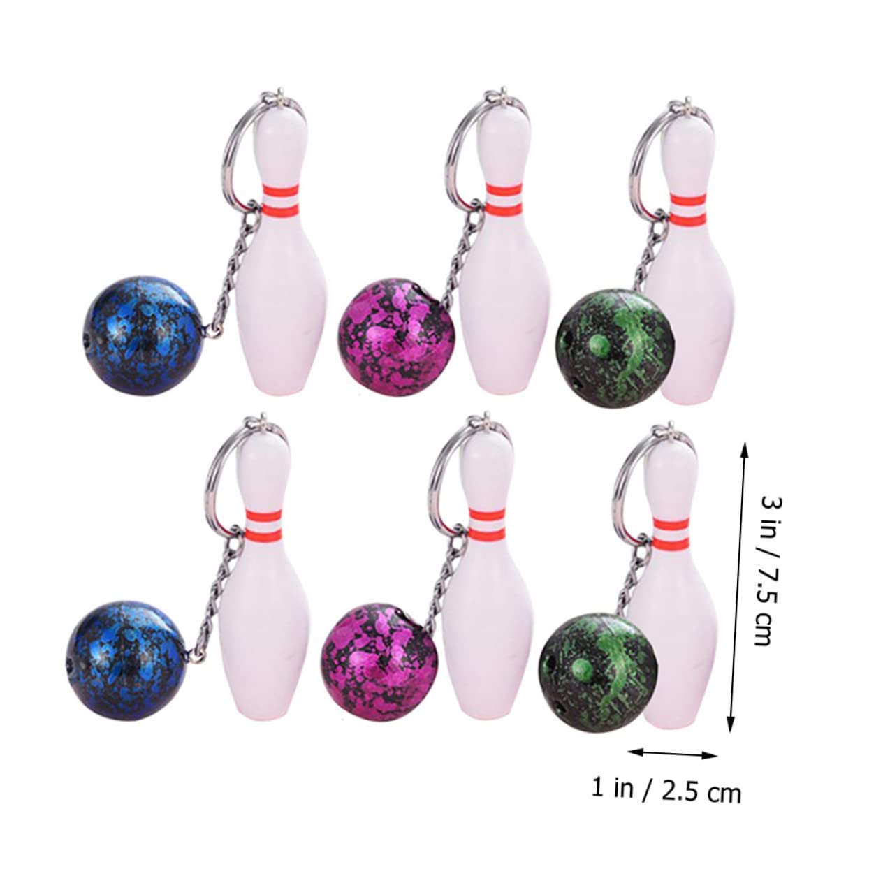 Balacoo 6pcs Bowling Keychain Set - Plastic Bowling Pendant Key Rings for Backpack, Luggage & Keys - Cute Bag Charms for Bowling Fans & Sports Enthusiasts - Perfect for Gifts, Party Favors & Accessories