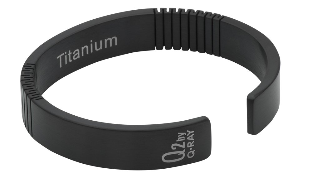QRAY Q2 Black Titanium Golf & Athletic Bracelet for Men & Women - 100% Pure Titanium C-Shaped Wellness Bracelet - Improve Performance & Recovery for Golf, Running & Fitness