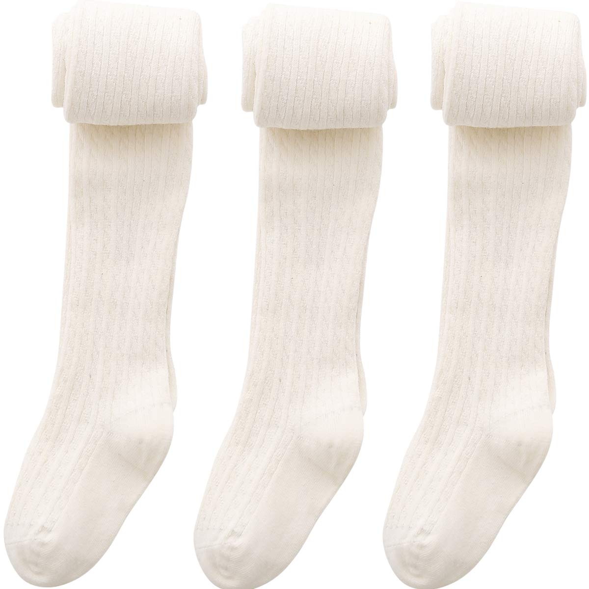 Vanberfia Baby Girls Cable Knit Tights 3-Pack - Soft Leggings & Stockings for Infants Toddlers 2-10T - Perfect for Winter, Playdates & Family Photos