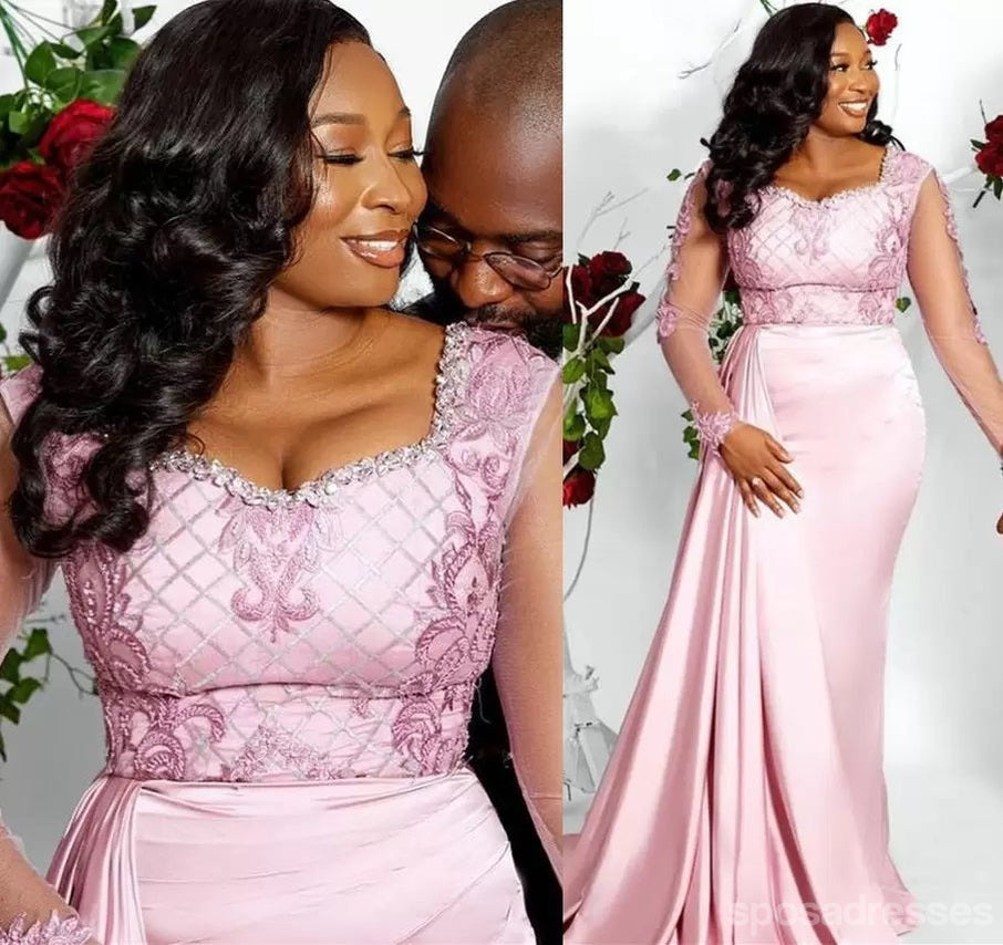 Affordable Pink Mermaid Long Sleeve Prom Dresses for Women - Elegant Formal Gown for Homecoming, Ball, and Special Occasions