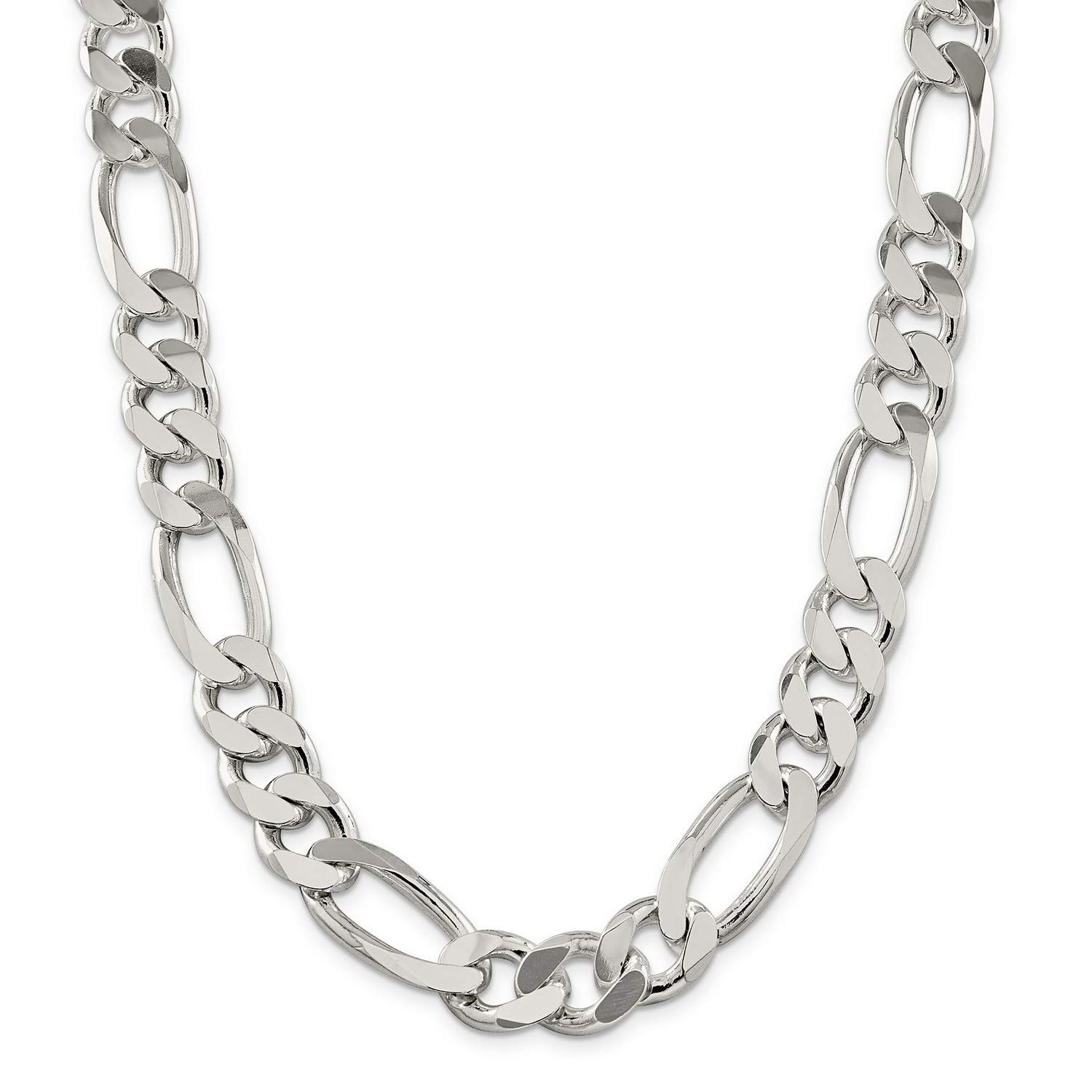.925 Sterling Silver Large Figaro Chain Necklace, Bracelet or Anklet - Durable & Hypoallergenic Jewelry for Men & Women - Perfect for Gifts, Casual Wear & Special Occasions