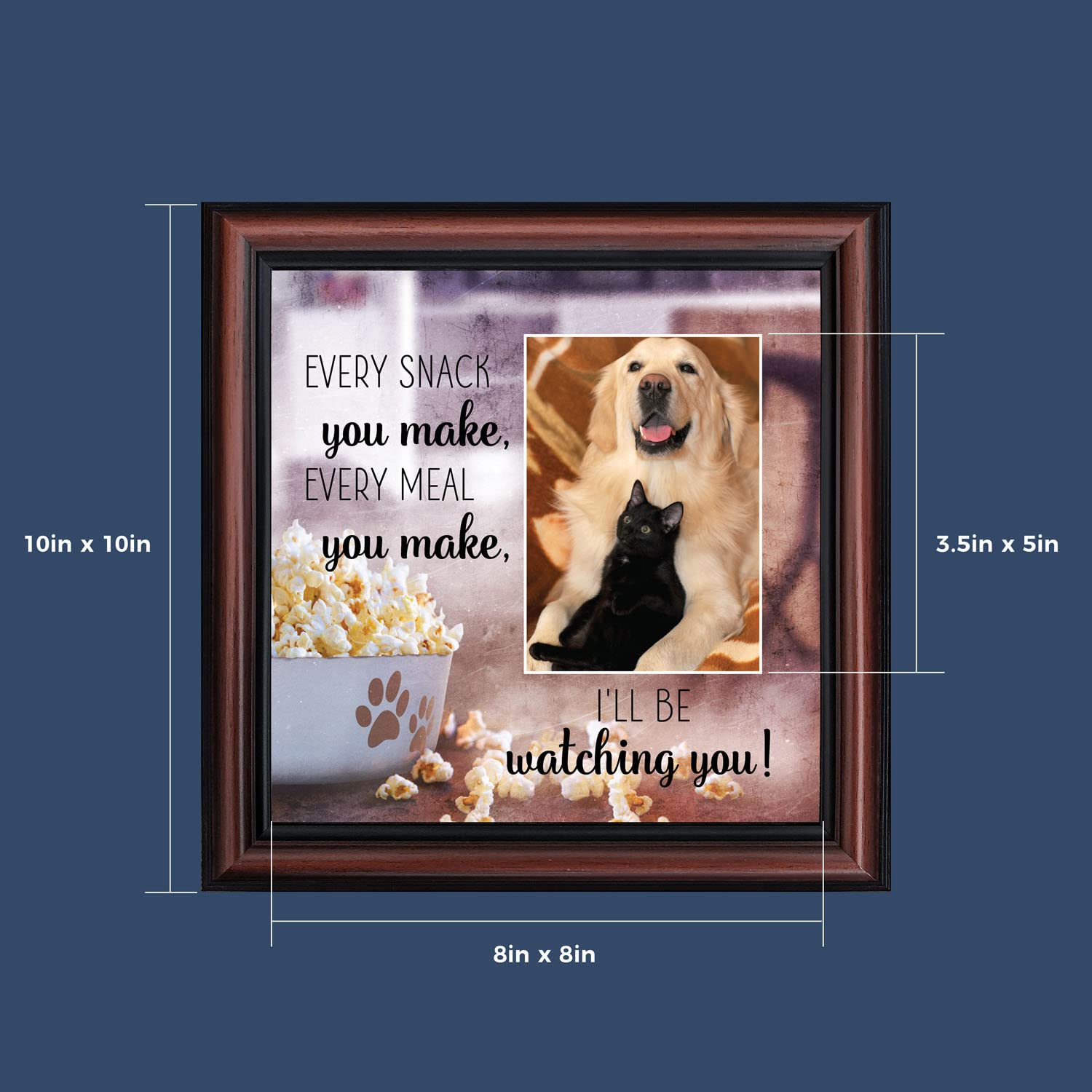 Crossroads Home Décor Dog Picture Frame with Snacks Design - Paw Print Wall Art for Pet Lovers - Perfect for Living Room, Bedroom, or Office Decor (6437W)