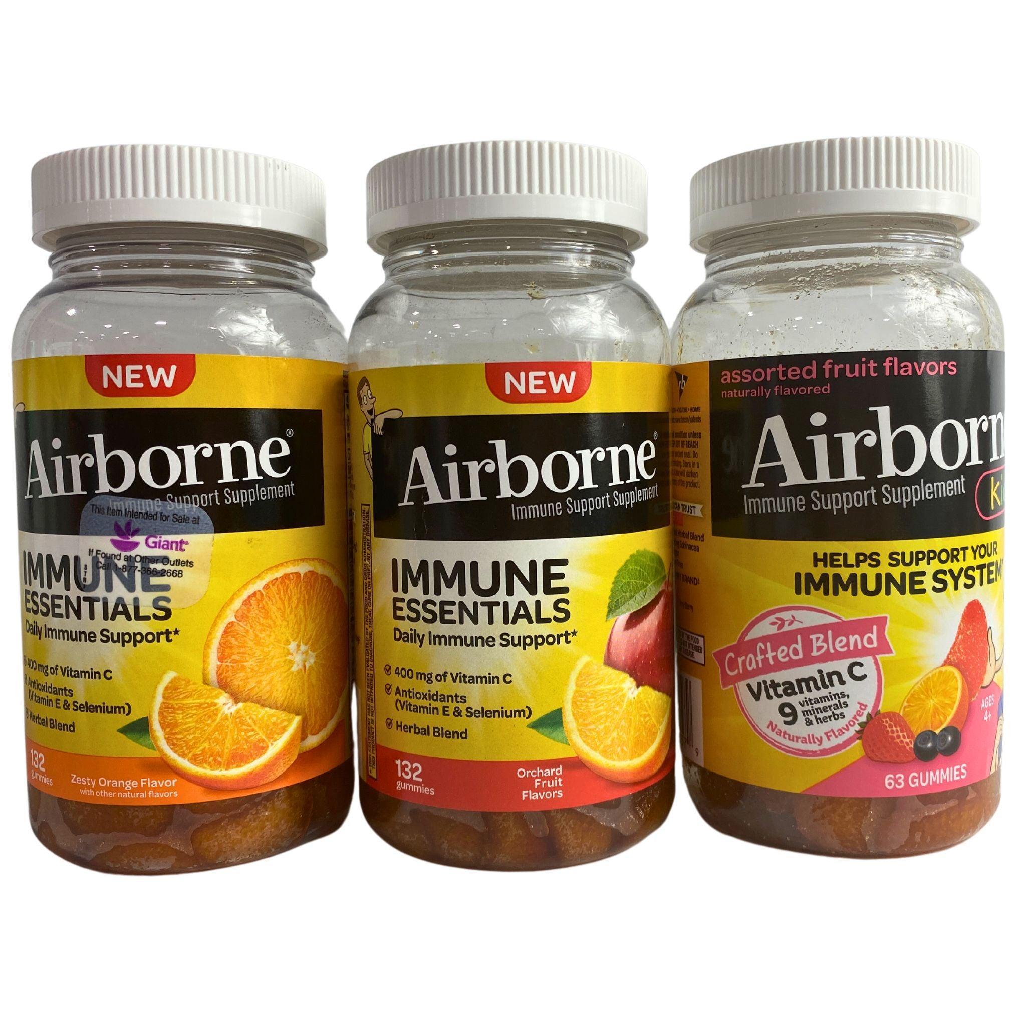 Airborne Gummies - Mixed Fruit Flavors (30 Count) - Immune Support & Vitamin C Boost - Perfect for Travel, Work & School