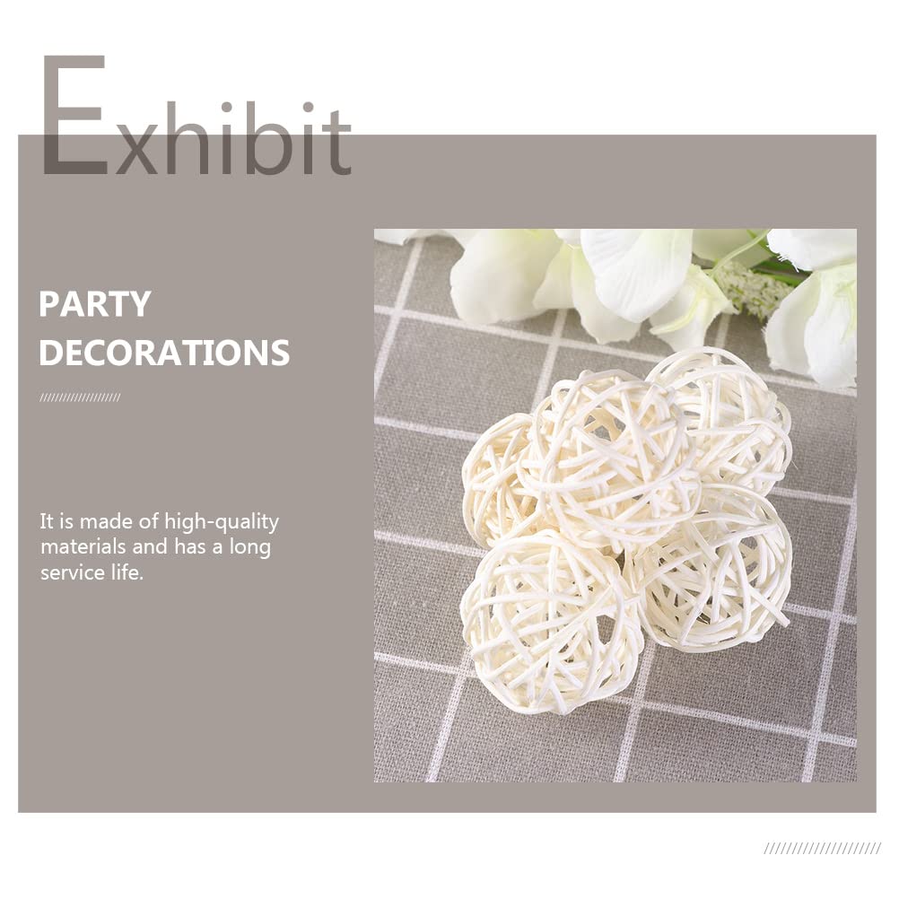 30Pcs Mini White Rattan Balls - Decorative Bowl Filler for Vase, Table Centerpiece, Party & Christmas Decor - Natural Woven Rattan Home Decor for Dining Room, Living Room & Wedding