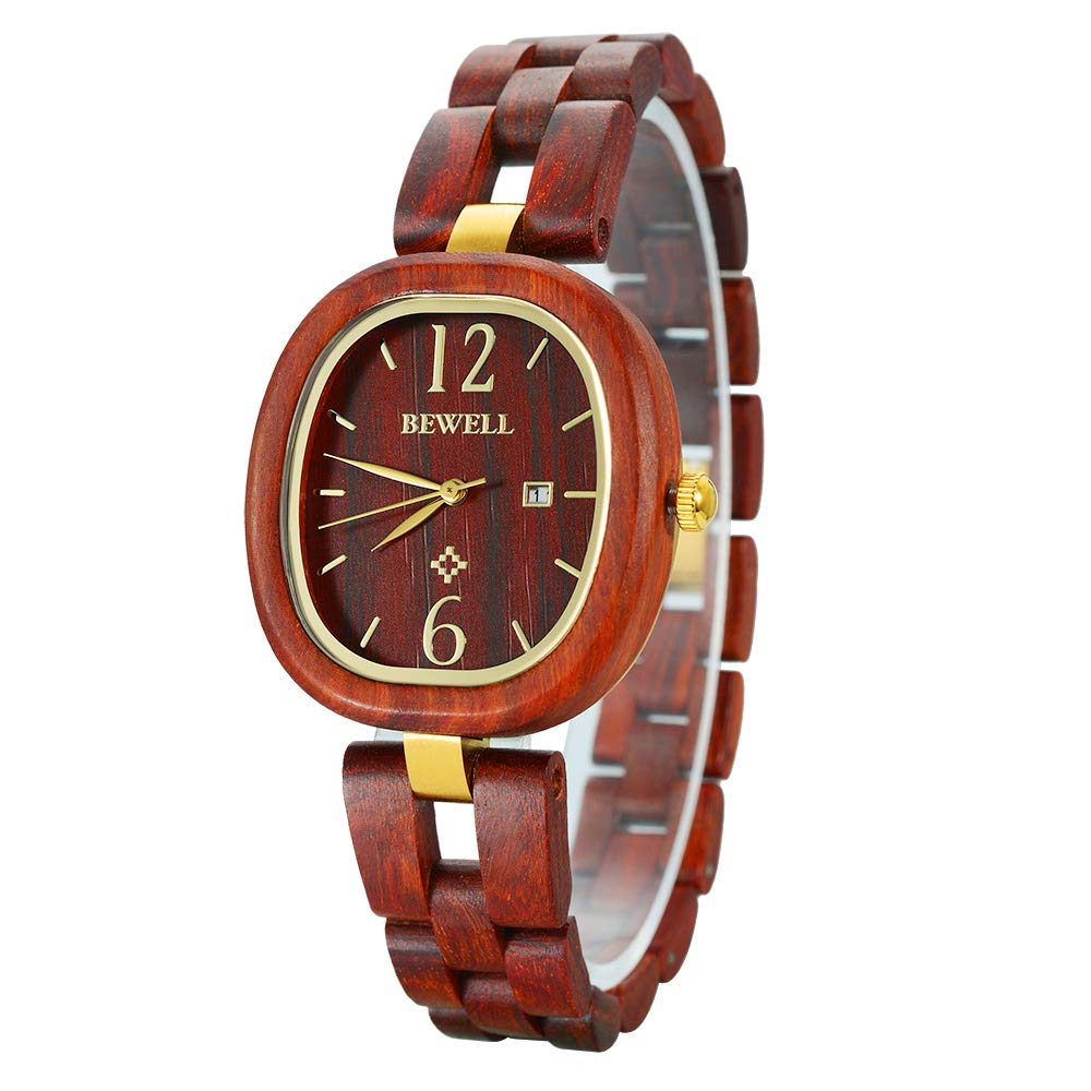 BEWELL Handmade Wooden Watches for Women - Analog Quartz Wristwatch with Natural Wood Bracelet | Eco-Friendly Fashion Accessory for Casual, Office & Outdoor Wear