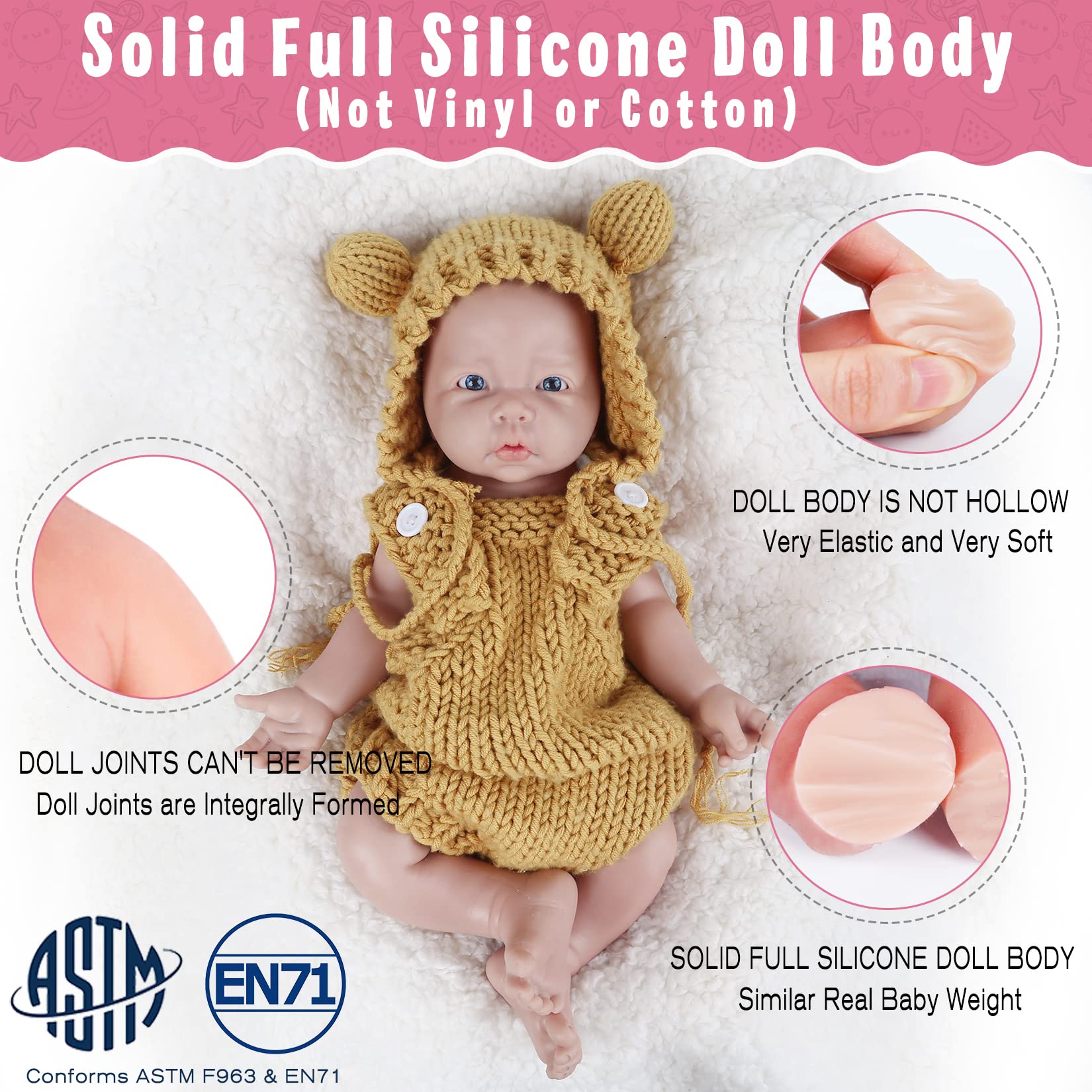 Vollence 17 Inch Realistic Full Body Silicone Reborn Baby Doll Boy - Lifelike Newborn with Open Eyes, Soft Skin & Natural Details | Perfect for Gift Giving, Nursery Decor, Photography Props & Therapy