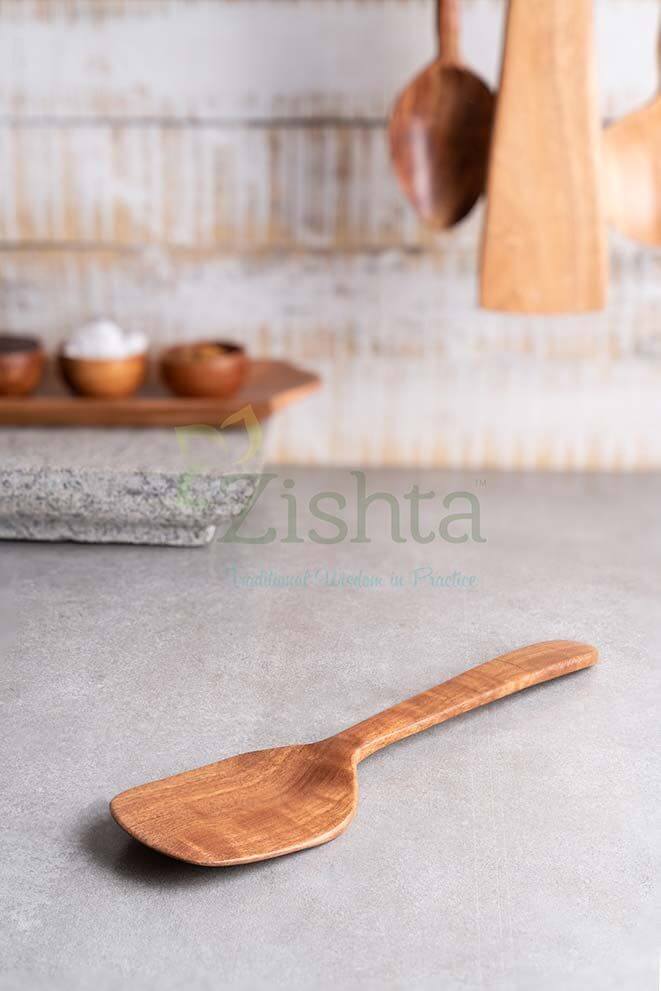 Organic Neem Wood Spatula for Cooking & Baking - Natural Kitchen Utensil for Mixing, Flipping & Serving - Eco-Friendly Wooden Spoon for Healthy Cooking