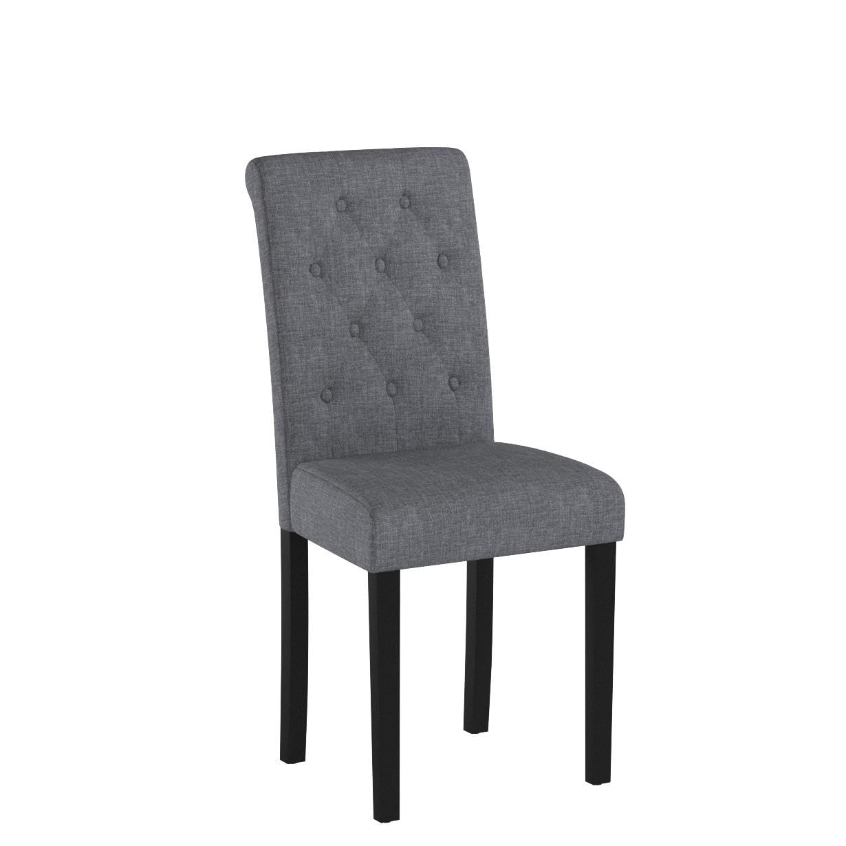 2 Pack Gray Upholstered Fabric Dining Chairs with Button-Tufted Back - Modern Living Room & Kitchen Chairs for Home, Restaurant, or Office Use