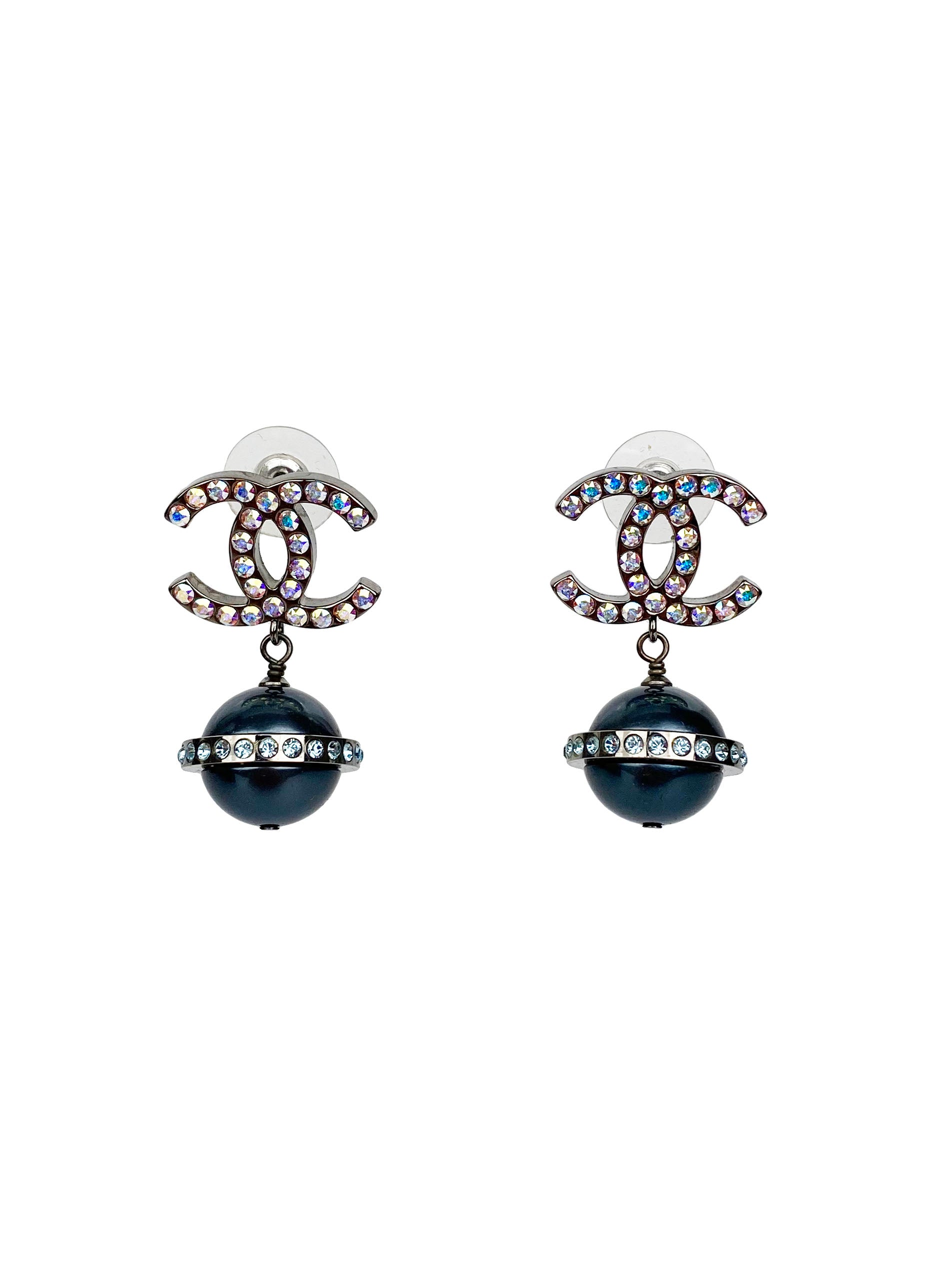 Chanel CC Crystal Logo Cosmo Planet Drop Earrings - Luxury Fashion Jewelry for Women | Elegant Party & Evening Wear Accessories