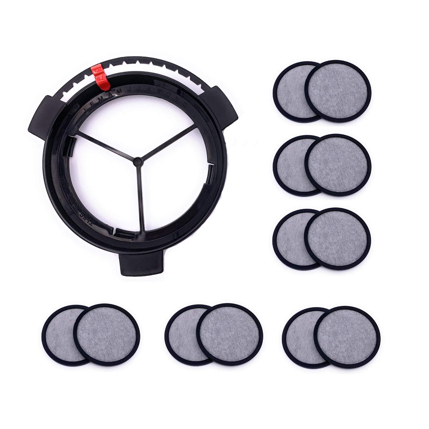 Xcivi Replacement Coffee Maker Water Filter Set - 1 Disk Frame + 12 Filter Disks - Compatible with Mr. Coffee Brewers - Improves Taste & Removes Impurities - Perfect for Home, Office & Restaurant Use
