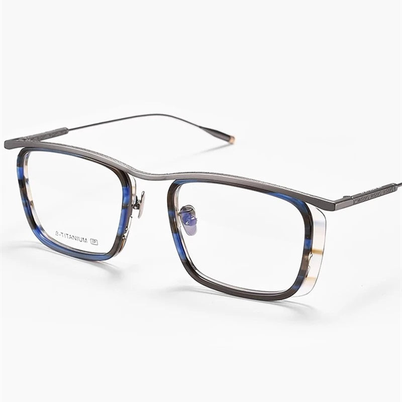 Unisex Black Titanium Acetate Square Eyeglasses - Full Rim Big Frame (36150) | Perfect for Reading, Work & Fashion Accessories