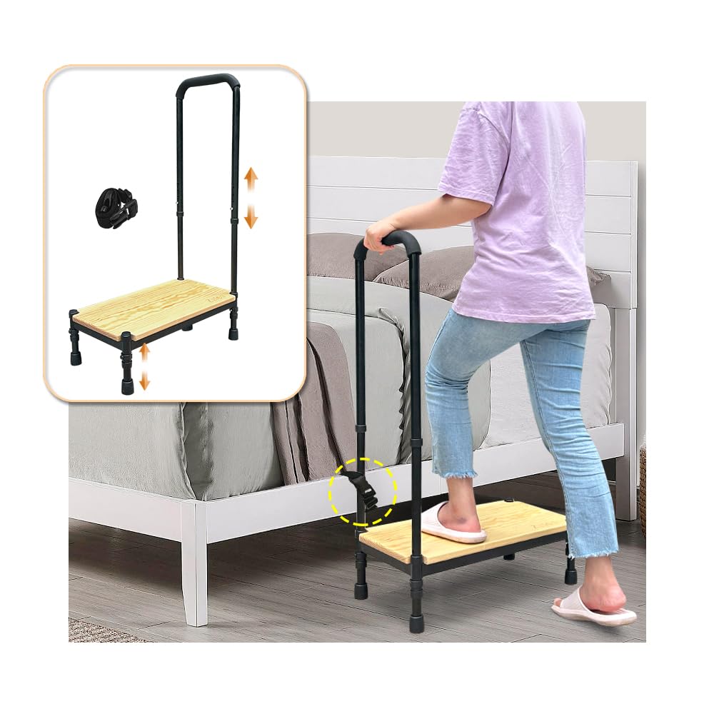 Zelen Medical Step Stool for High Beds - Portable Bedside Step Stool with Handle for Adults & Seniors - Non-Slip Foot Stool for Elderly, Handicap Access - Perfect for Bedrooms, Cars & SUVs - Safe Mobility Aid for Getting In/Out of Bed or Vehicle